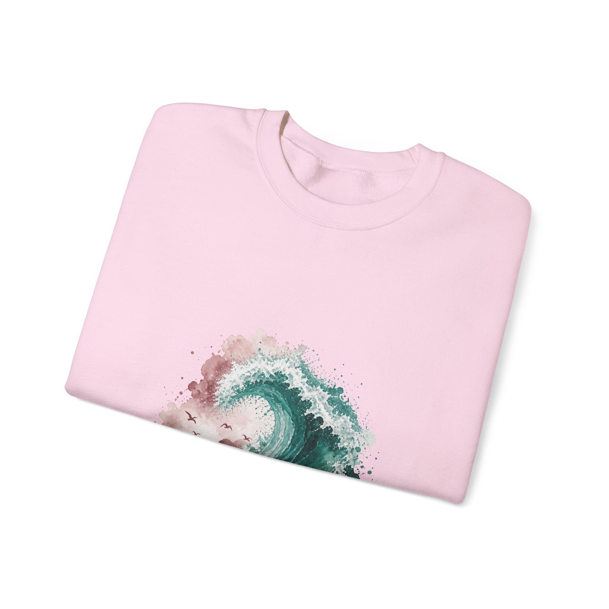 Matching Couple Sweatshirt - Mountain & Ocean Matching Couple Crewneck Sweatshirt Watercolor Art His Hers Engagement Gift - Design B