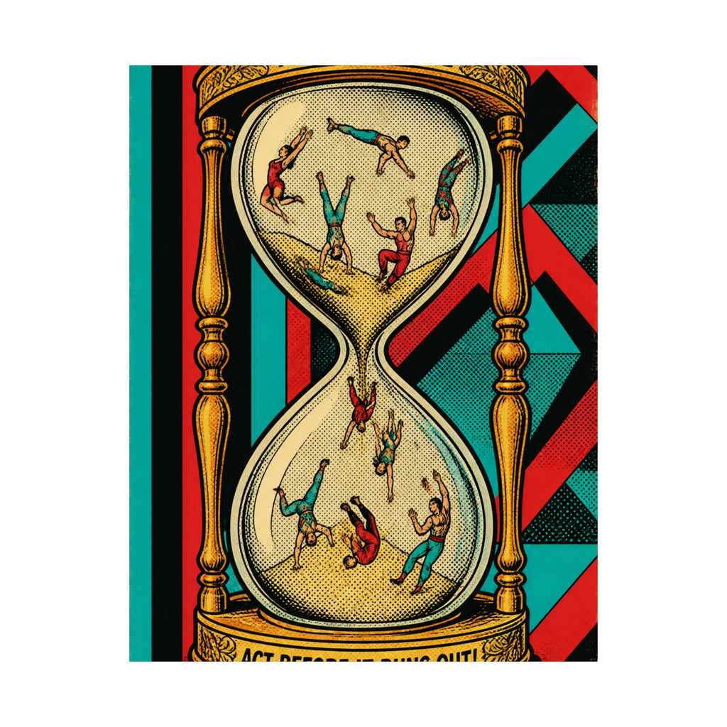 Hourglass Acrobats Wall Art Poster 24×36 Pop Art Restaurant Decor Maximalist Print