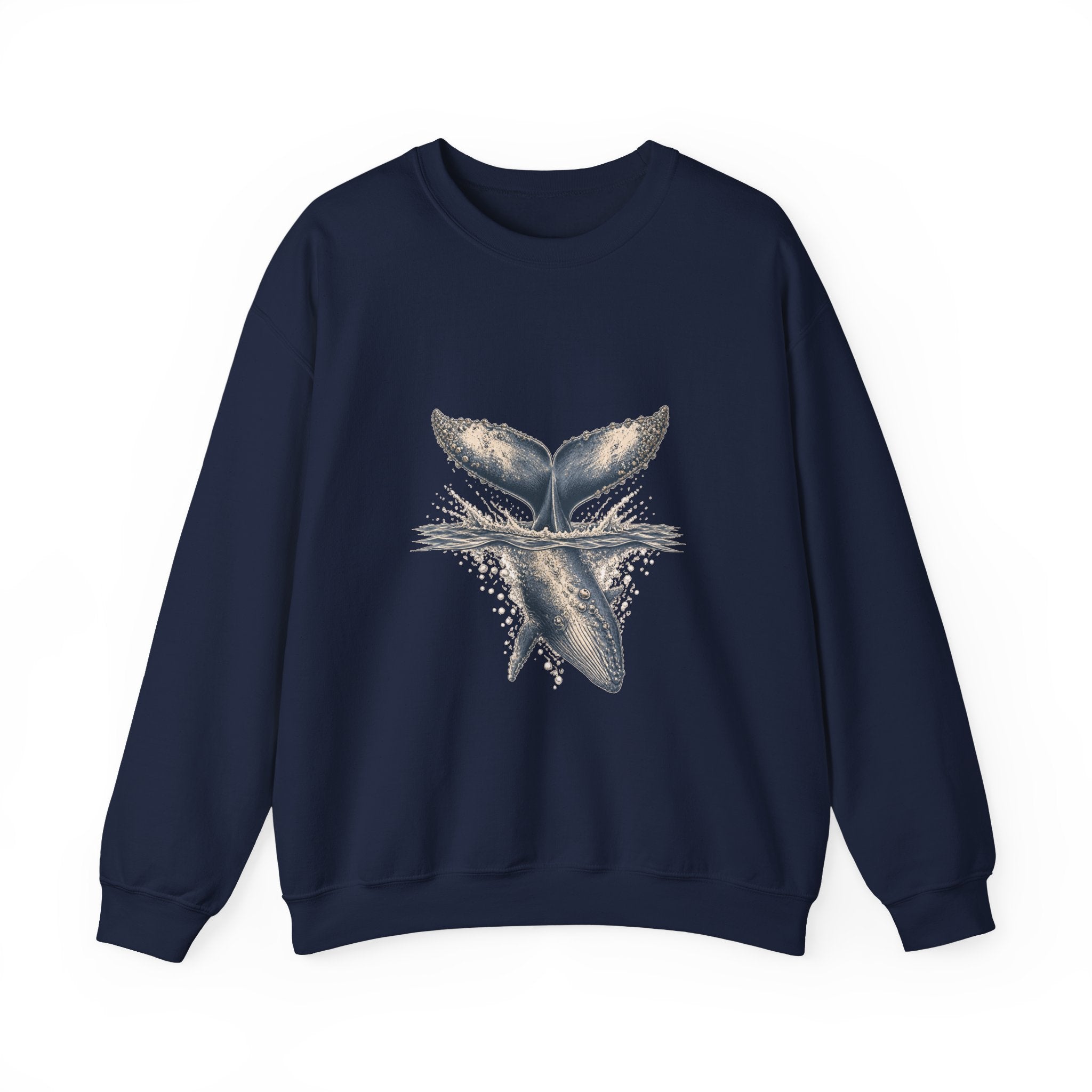 Matching Couple Sweatshirt - Eagle & Whale Matching Couple Crewneck Sweatshirt Hand-Drawn Art His Hers Best Friend Gift - Design B