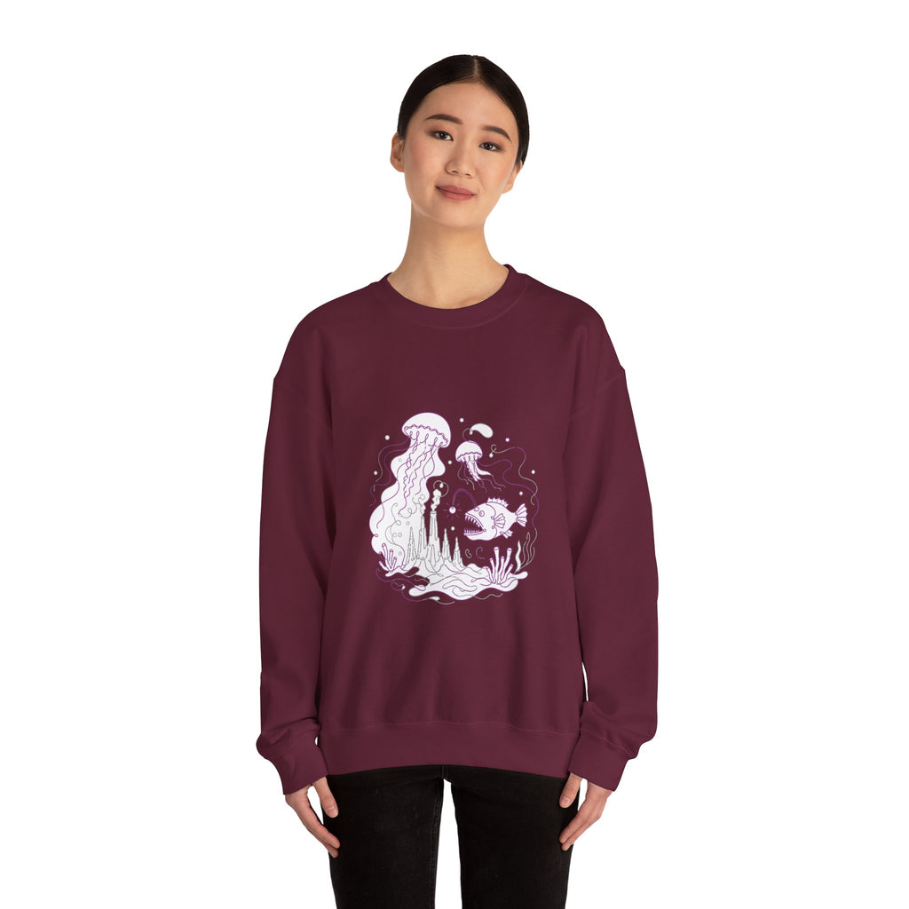 Matching Couple Sweatshirt - Coral Reef & Deep Sea Matching Couple Premium Fleece Sweatshirt Minimalist Art His Hers Christmas Gift - Design B