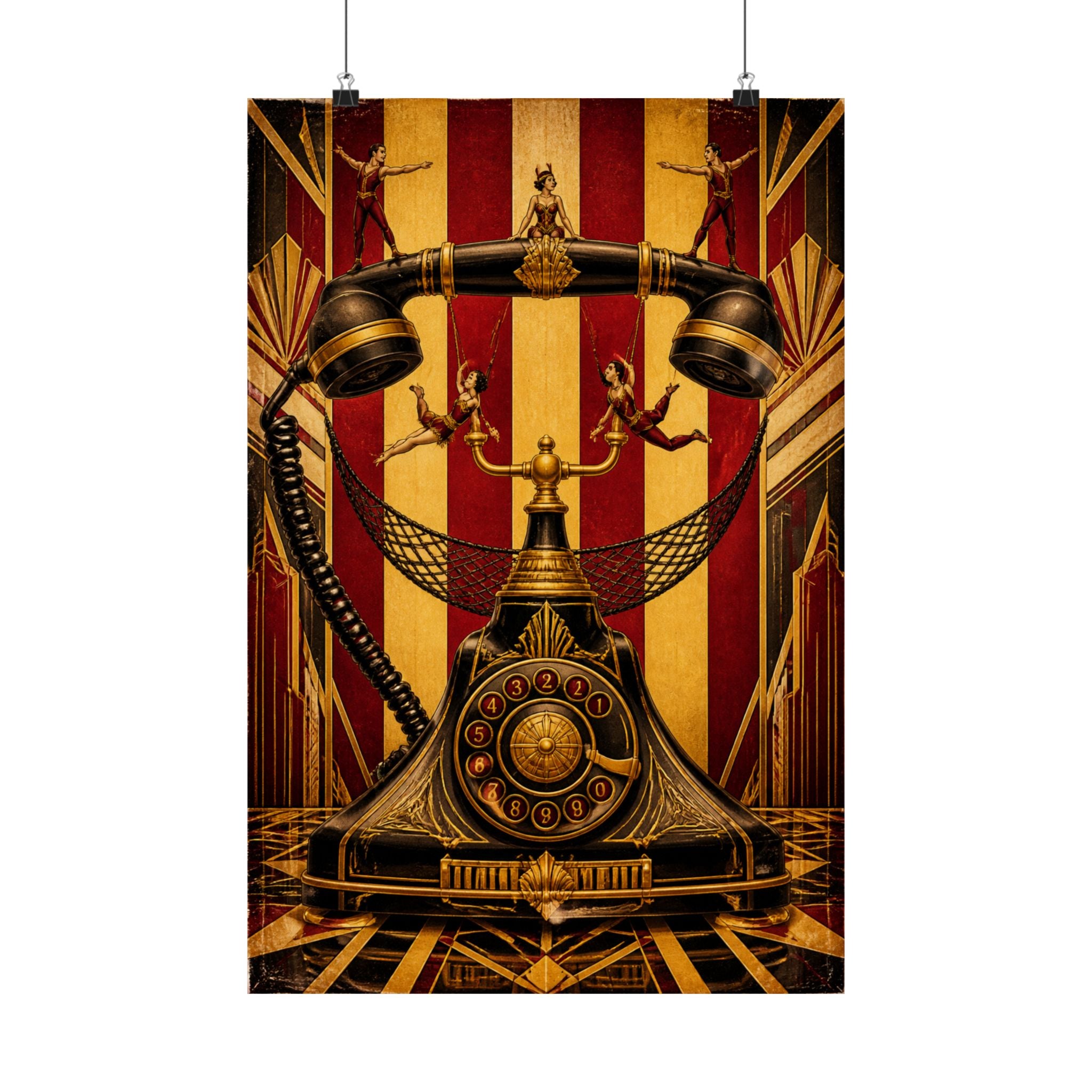 Vintage Telephone Booth Wall Art Poster 18×24 Art Deco Entryway Decor Maximalist Print