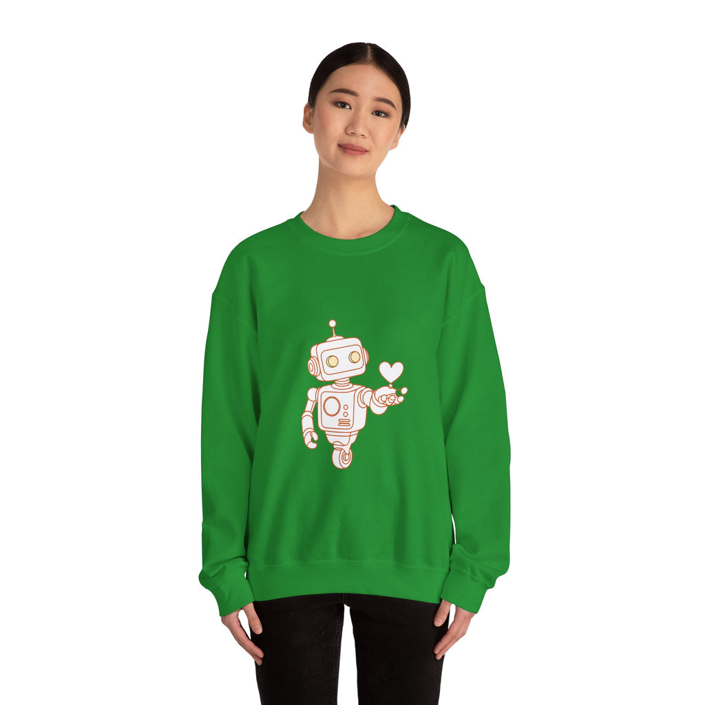 Matching Couple Sweatshirt - Robot & Heart Matching Couple Crewneck Sweatshirt Minimalist Art His Hers Valentine Gift - Design A