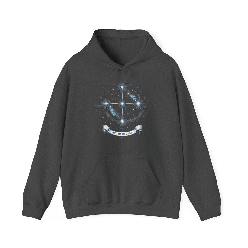 Matching Couple Sweatshirt - Aurora & Southern Cross Matching Couple Hooded Sweatshirt Hand-Drawn Art His Hers Best Friend Gift - Design B