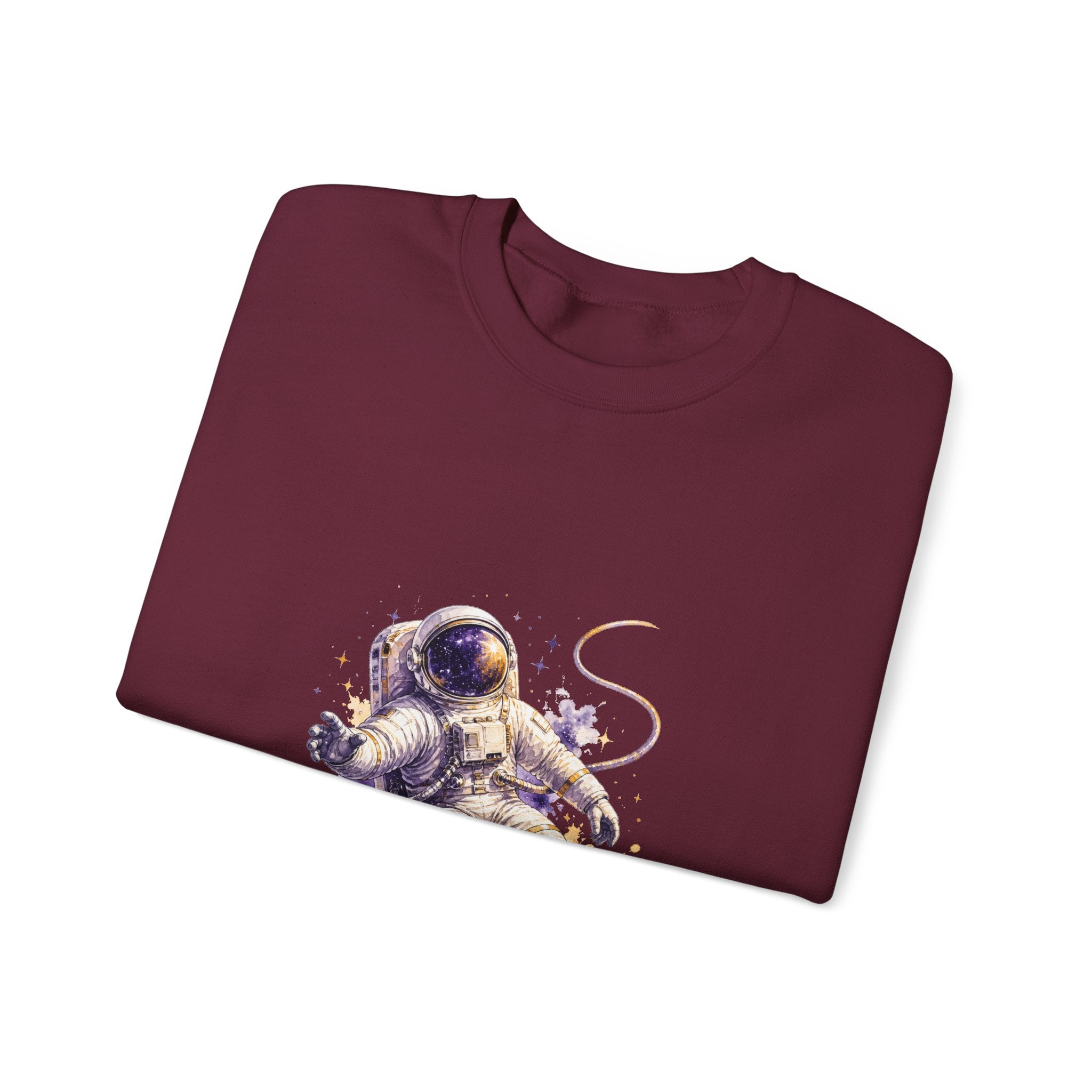Matching Couple Sweatshirt - Astronaut & Planet Matching Couple Comfort Colors Crew Watercolor Art His Hers Birthday Gift - Design A