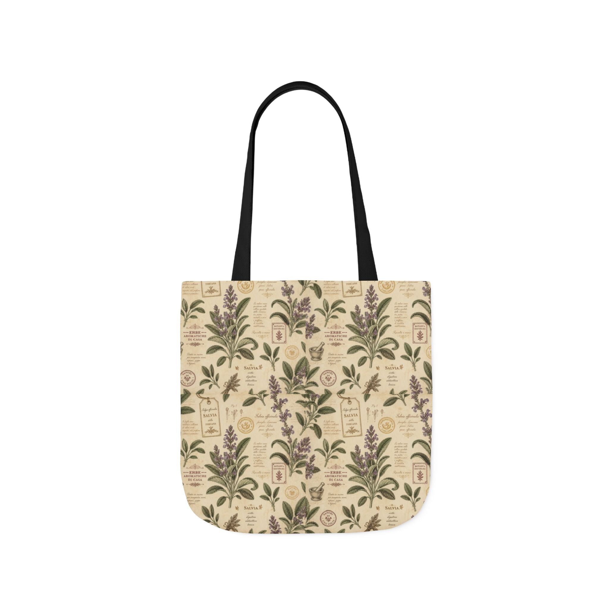 Sage Leaves Canvas Tote Bag Mediterranean Kitchen Botanical Design Italian Cottagecore Gift