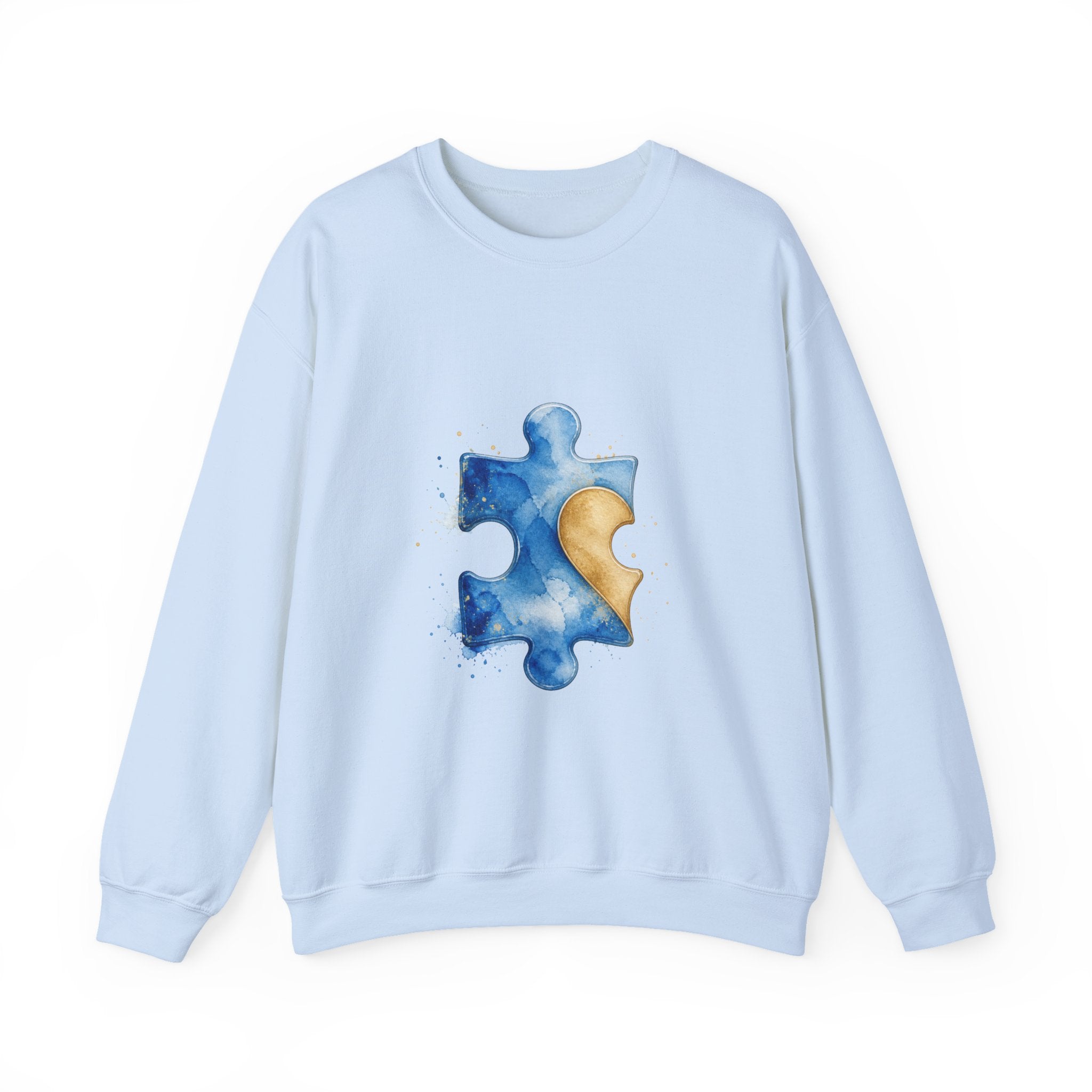 Matching Couple Sweatshirt - Puzzle Pieces Matching Couple Crewneck Sweatshirt Watercolor Art His Hers Engagement Gift - Design A