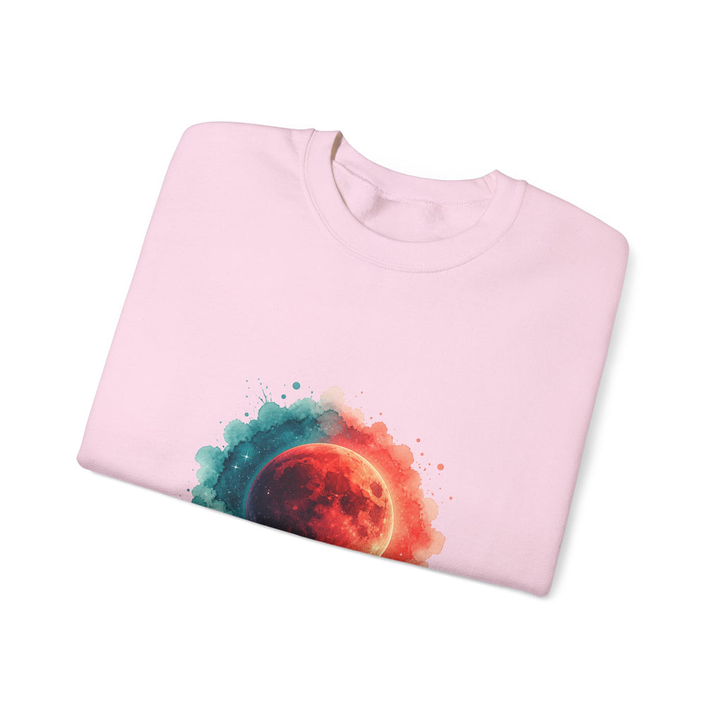 Matching Couple Sweatshirt - Solar & Lunar Eclipse Matching Couple Crewneck Sweatshirt Watercolor Art His Hers Engagement Gift - Design B