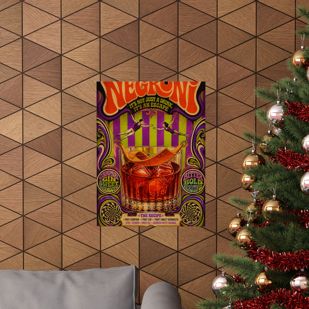 Negroni Trapeze Act Wall Art Poster 24×36 Psychedelic Dining Room Decor Maximalist Print