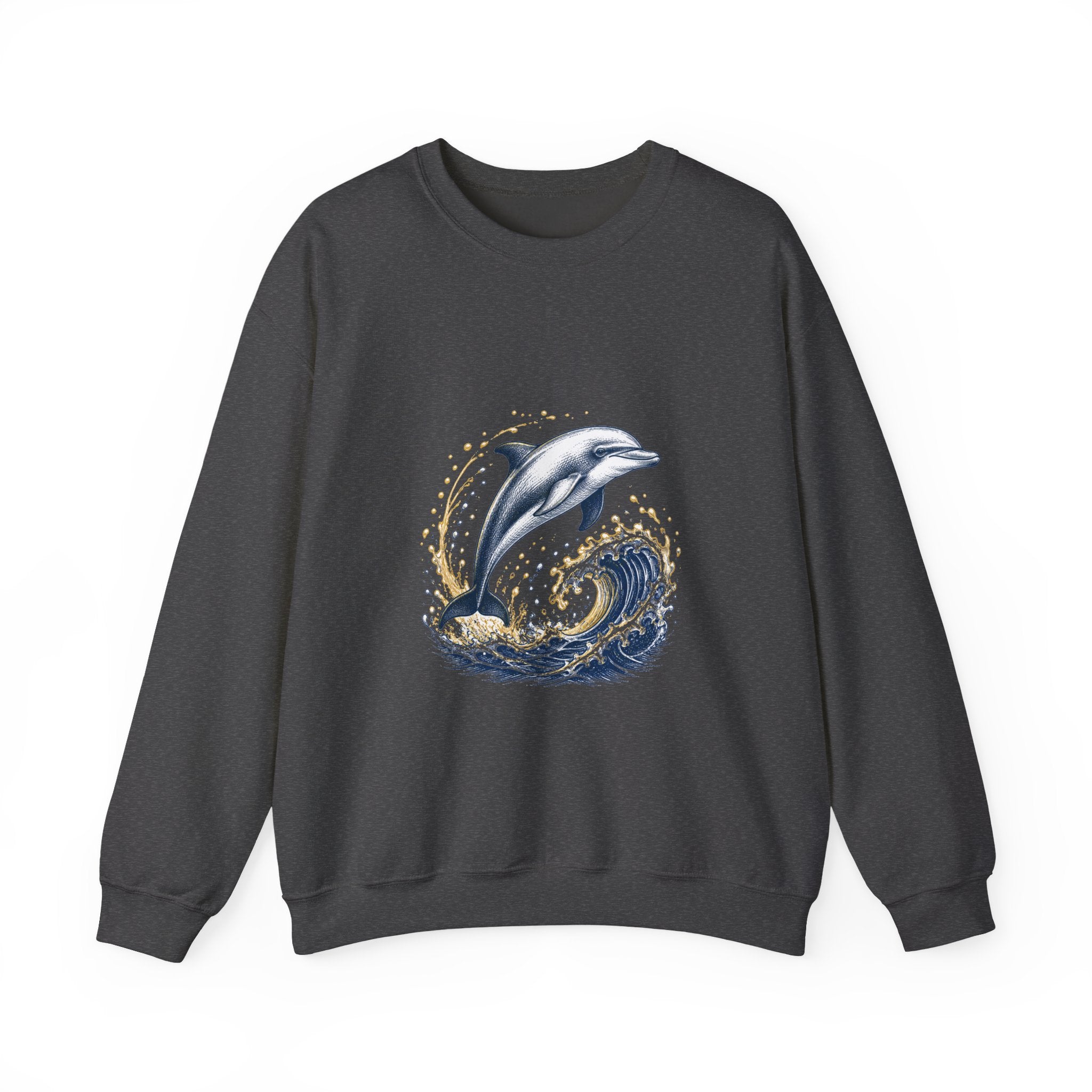 Matching Couple Sweatshirt - Shark & Dolphin Matching Couple Comfort Colors Crew Hand-Drawn Art His Hers Anniversary Gift - Design B