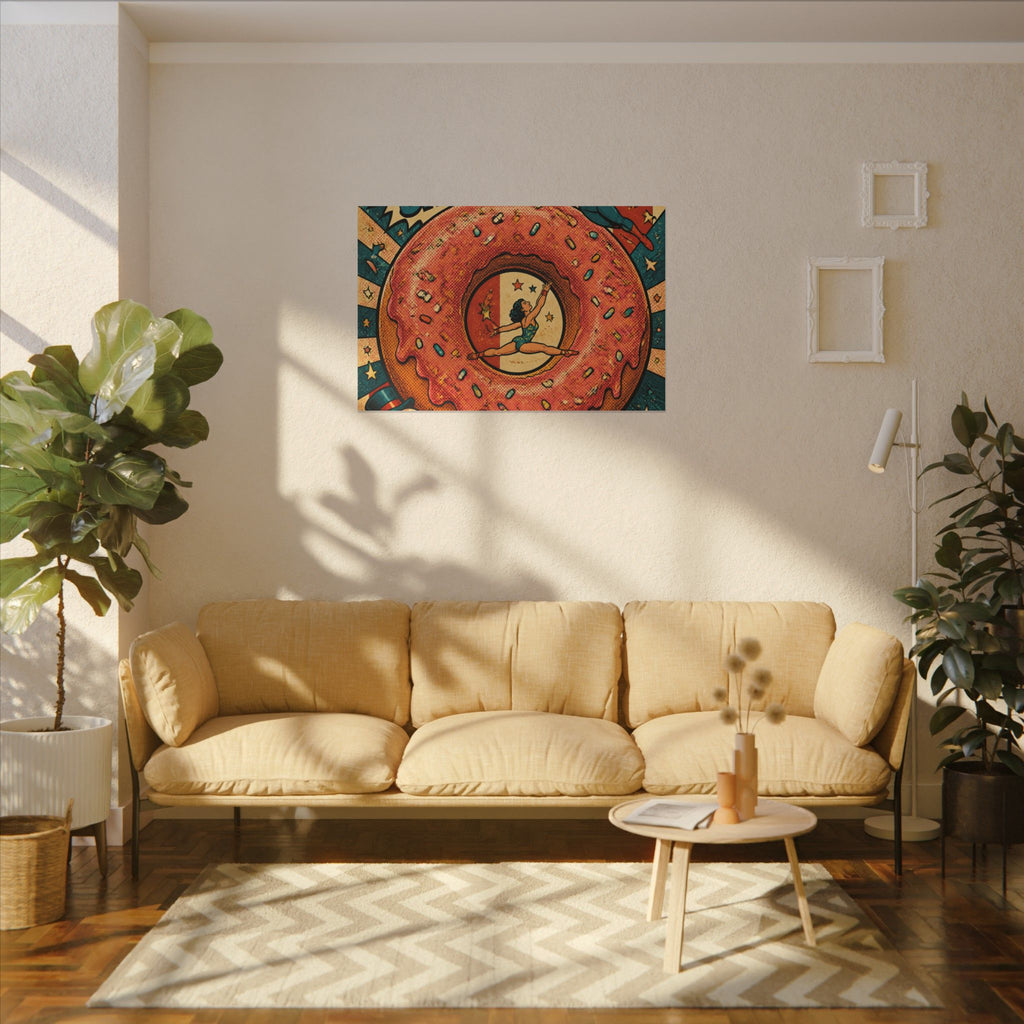 Donut Circus Ring Wall Art Canvas 24×36 Pop Art Restaurant Decor Maximalist Print