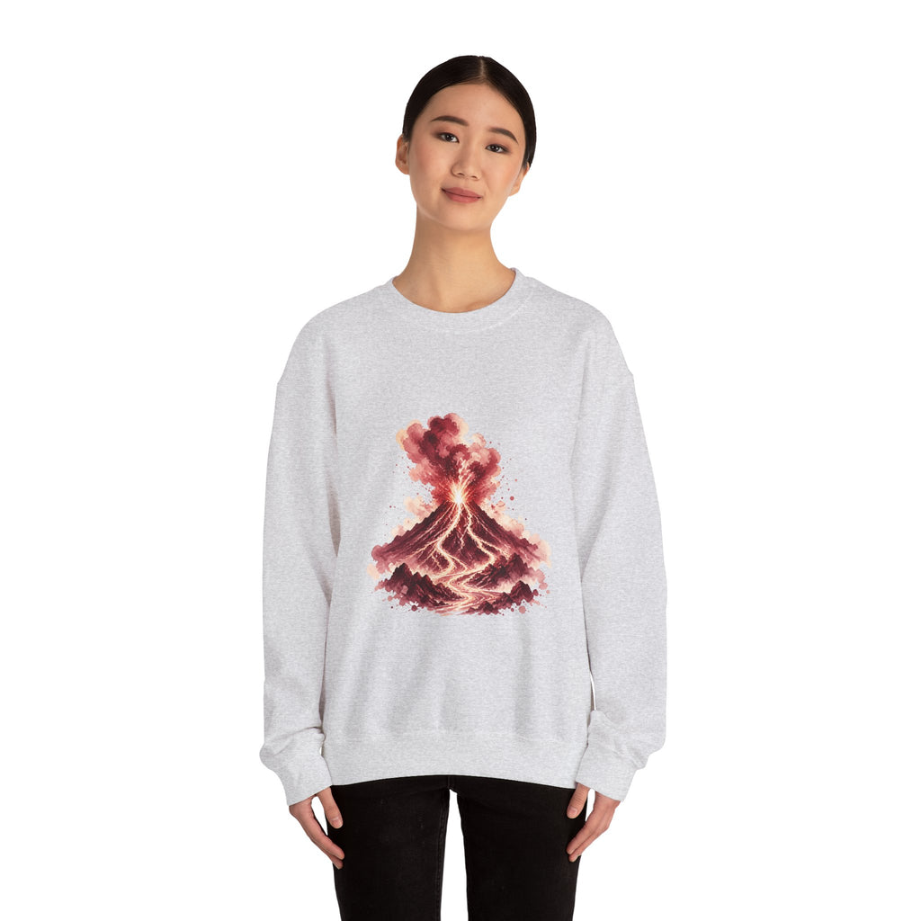 Matching Couple Sweatshirt - Volcano & Glacier Matching Couple Comfort Colors Crew Watercolor Art His Hers Birthday Gift - Design A