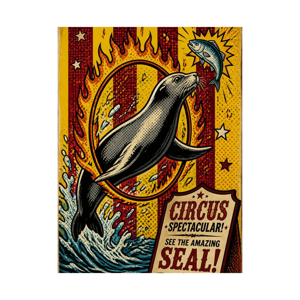 Seal Fire Hoop Wall Art Poster 18×24 Pop Art Living Room Decor Maximalist Print