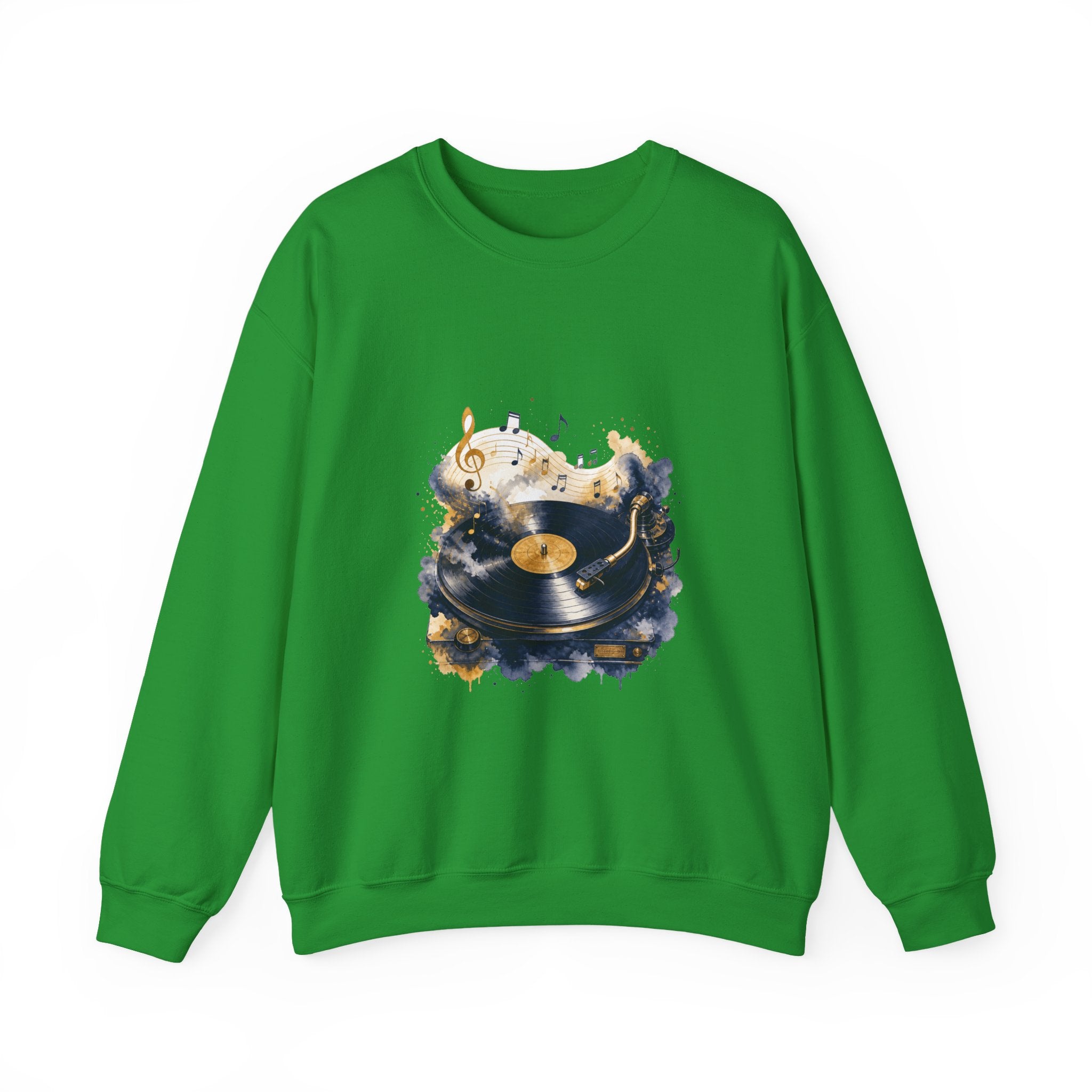 Matching Couple Sweatshirt - Vinyl & Cassette Matching Couple Crewneck Sweatshirt Watercolor Art His Hers Engagement Gift - Design A