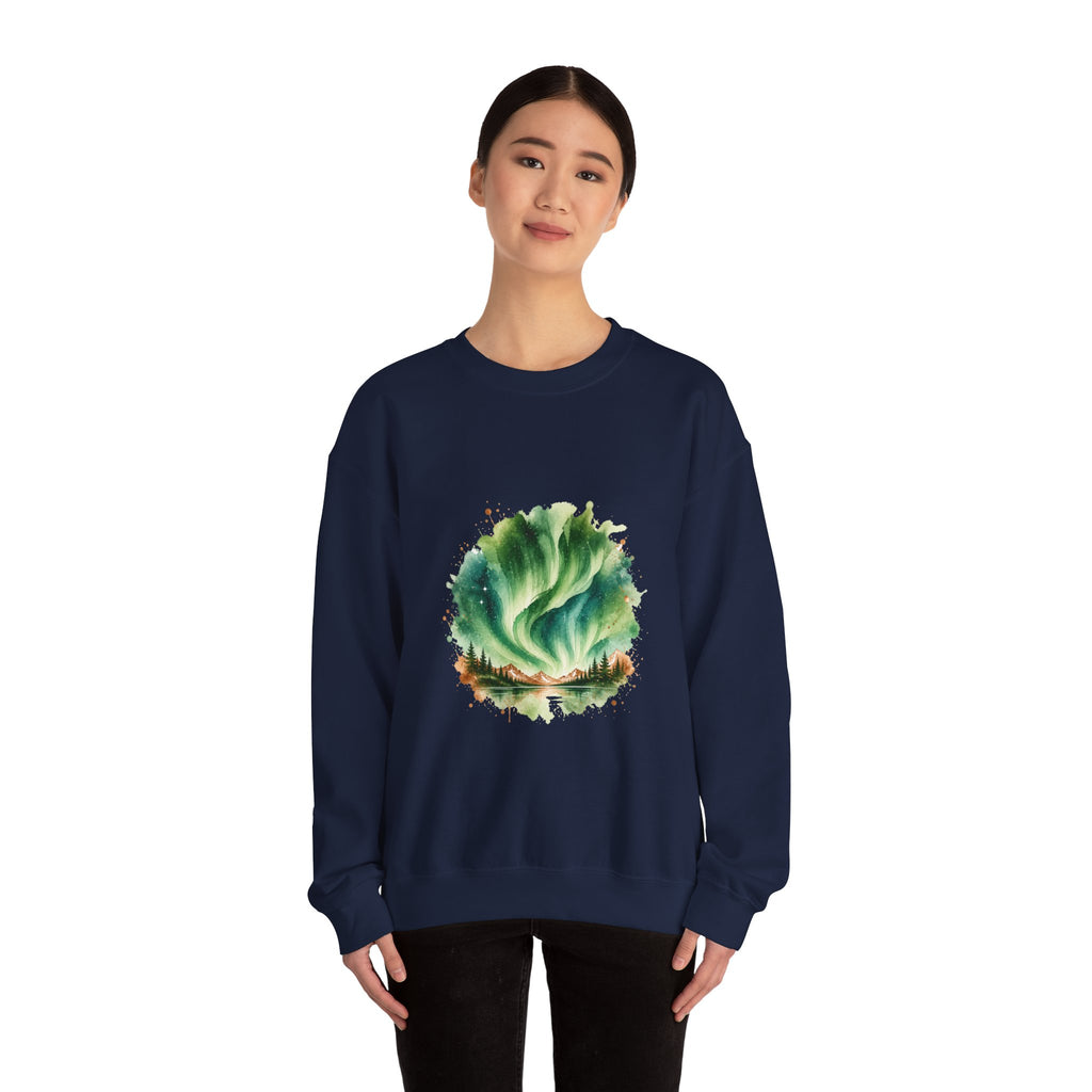 Matching Couple Sweatshirt - Aurora & Southern Cross Matching Couple Premium Fleece Sweatshirt Watercolor Art His Hers Birthday Gift - Design A
