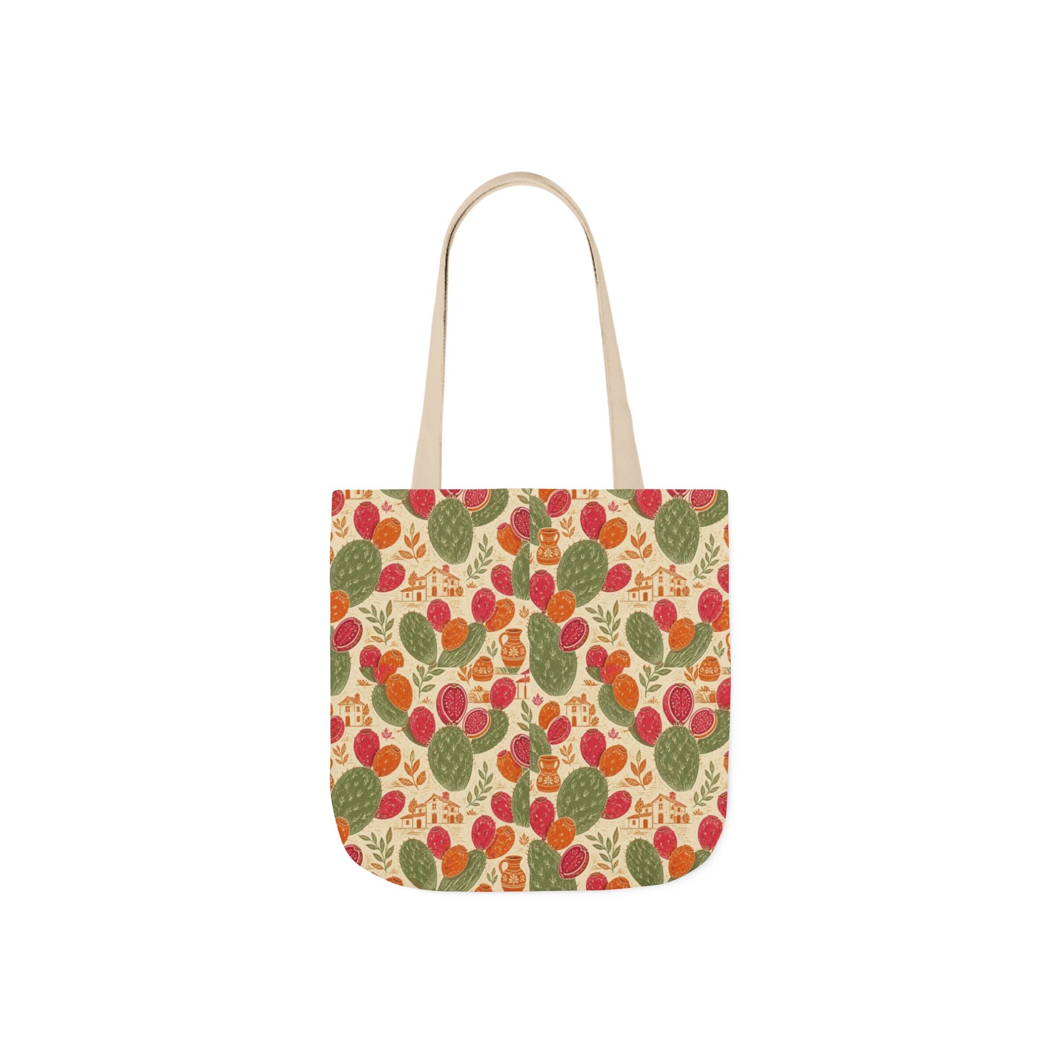 Prickly Pear Cactus Fruit Canvas Tote Bag Mediterranean Kitchen Linocut Design Italian Cottagecore Gift