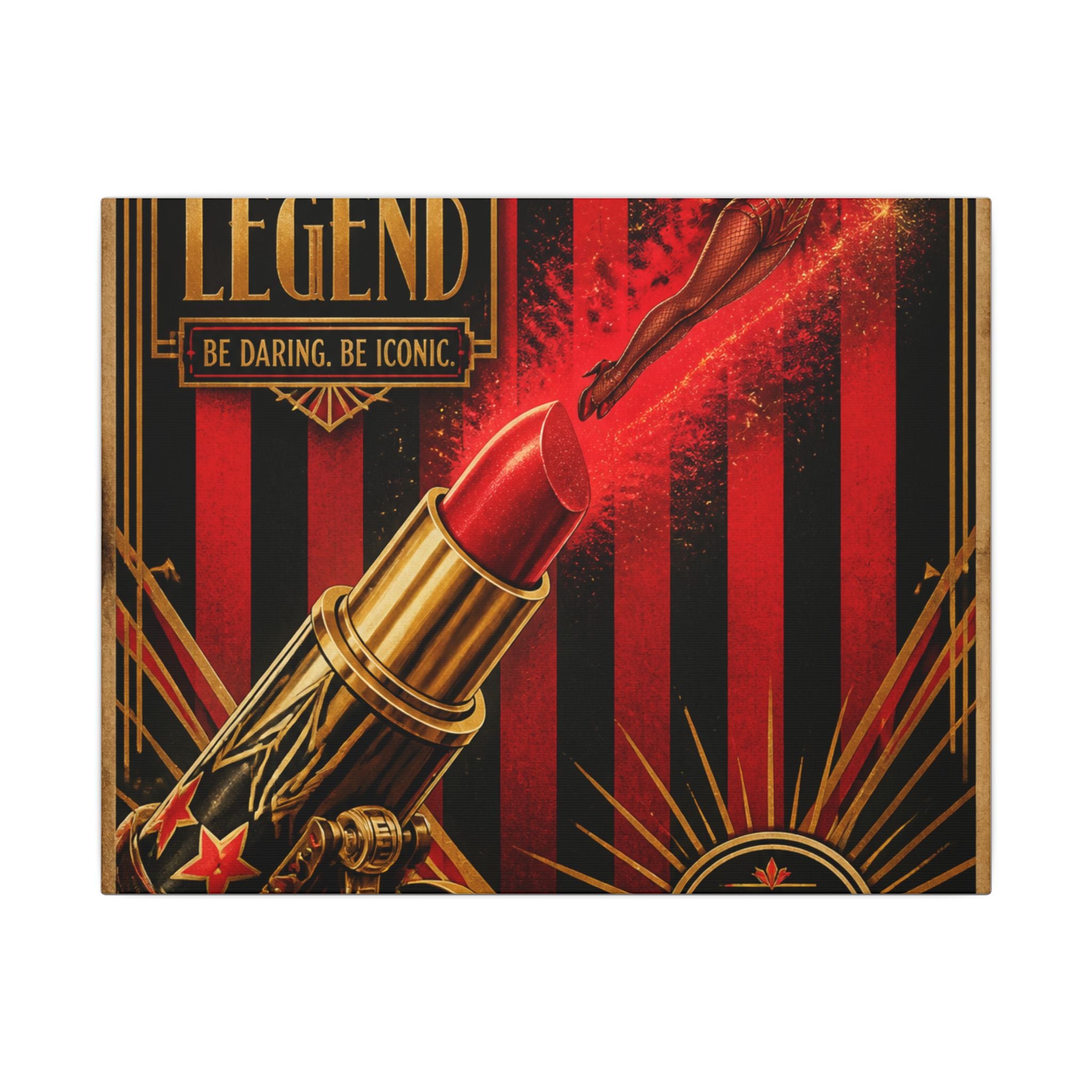 Lipstick Cannon Wall Art Canvas 24×36 Art Deco Bar Area Decor Maximalist Print