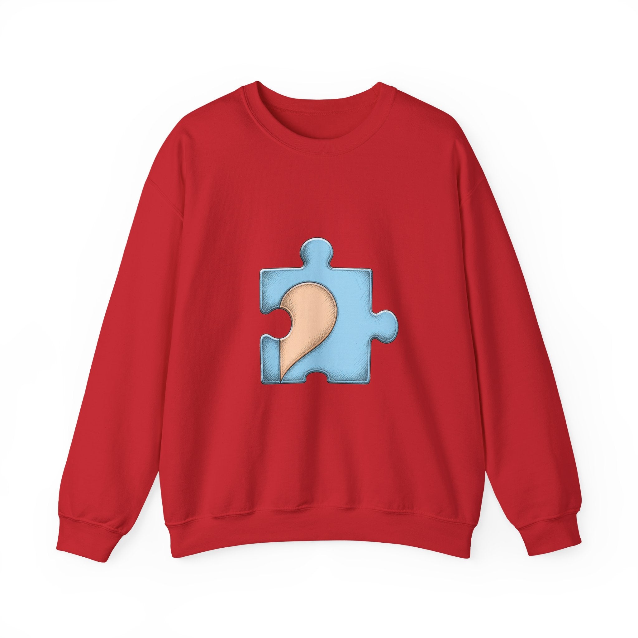 Matching Couple Sweatshirt - Puzzle Pieces Matching Couple Crewneck Sweatshirt Hand-Drawn Art His Hers Best Friend Gift - Design B