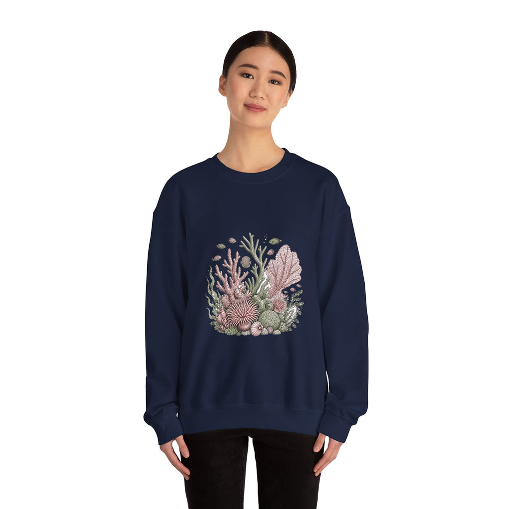 Matching Couple Sweatshirt - Coral Reef & Deep Sea Matching Couple Crewneck Sweatshirt Hand-Drawn Art His Hers Best Friend Gift - Design A