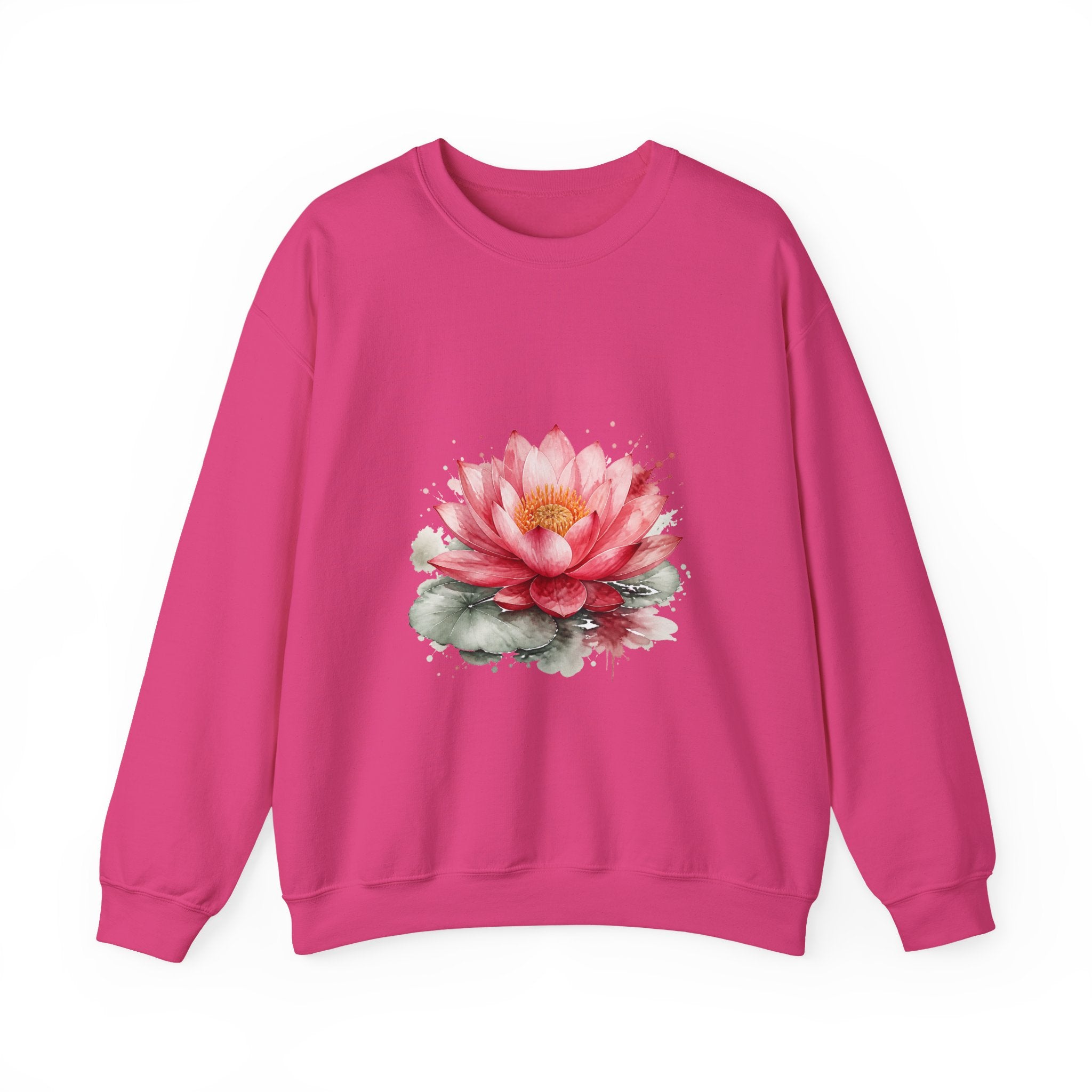 Matching Couple Sweatshirt - Open & Closed Lotus Matching Couple Crewneck Sweatshirt Watercolor Art His Hers Engagement Gift - Design A