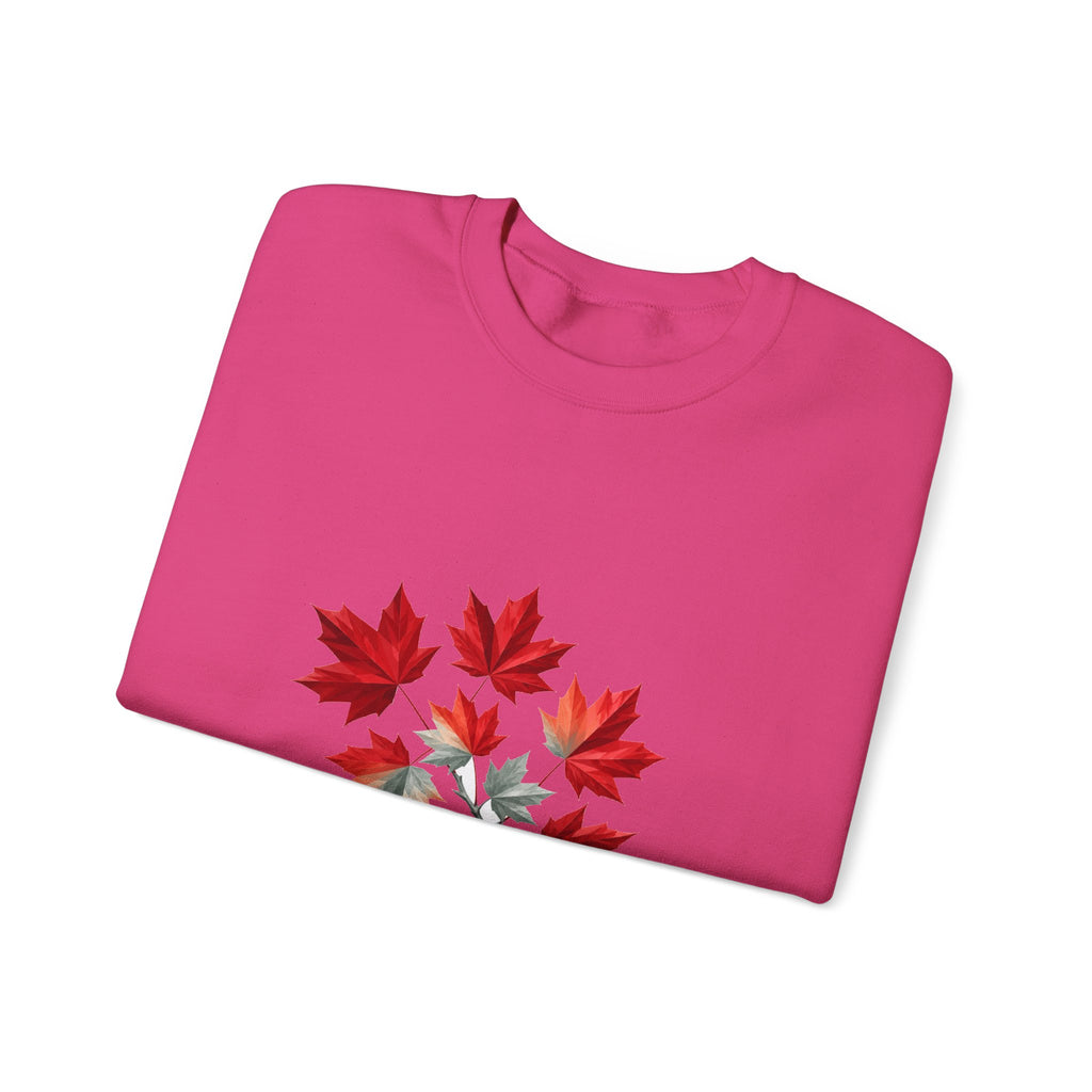 Matching Couple Sweatshirt - Cherry Blossom & Maple Leaf Matching Couple Crewneck Sweatshirt Geometric Art His Hers Couple Gift - Design B