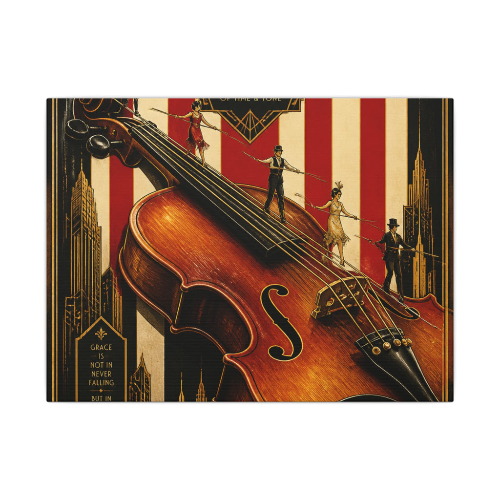 Violin Tightrope Bridge Wall Art Canvas 16×20 Art Deco Entryway Decor Maximalist Print
