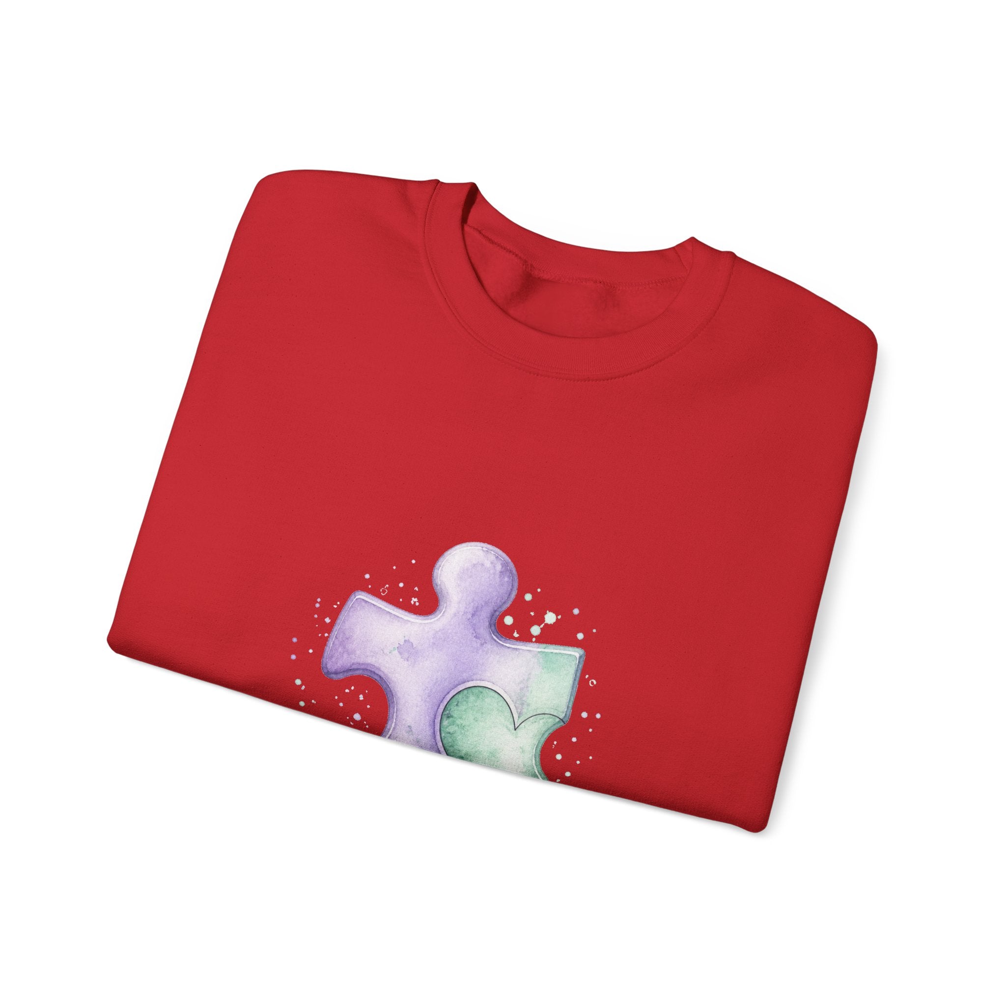 Matching Couple Sweatshirt - Puzzle Pieces Matching Couple Comfort Colors Crew Watercolor Art His Hers Birthday Gift - Design A