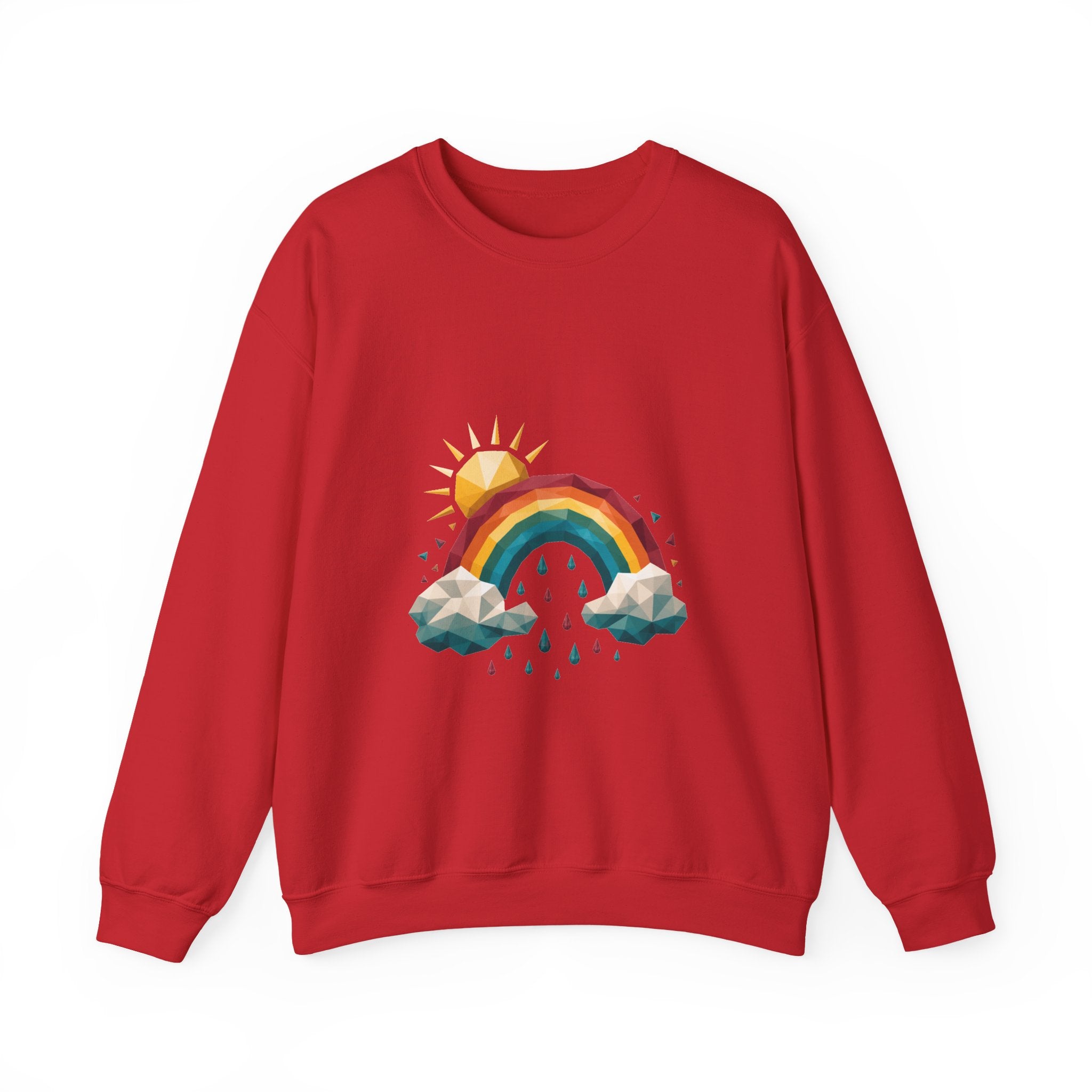 Matching Couple Sweatshirt - Storm & Rainbow Matching Couple Crewneck Sweatshirt Geometric Art His Hers Couple Gift - Design B