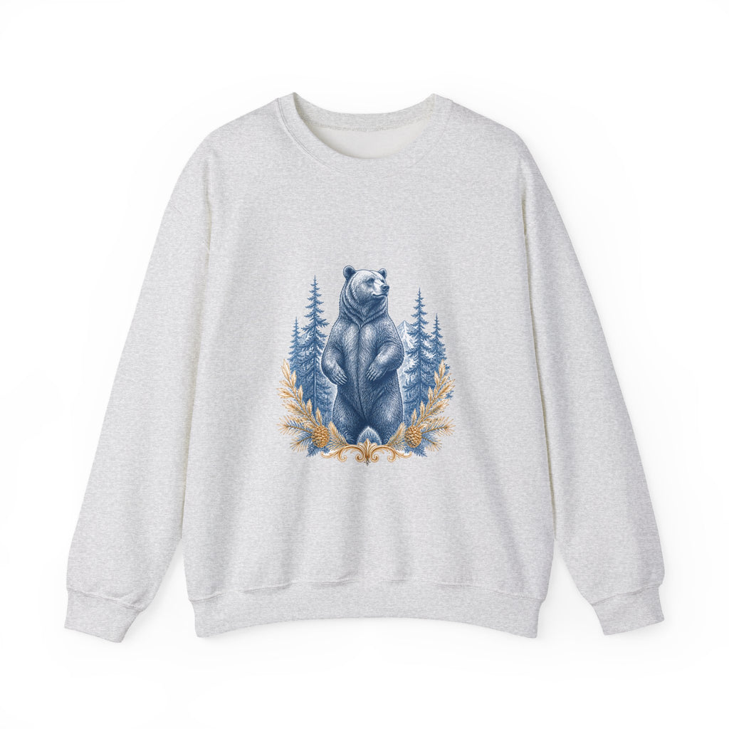 Matching Couple Sweatshirt - Bear & Deer Matching Couple Crewneck Sweatshirt Vintage Art His Hers Wedding Gift - Design A