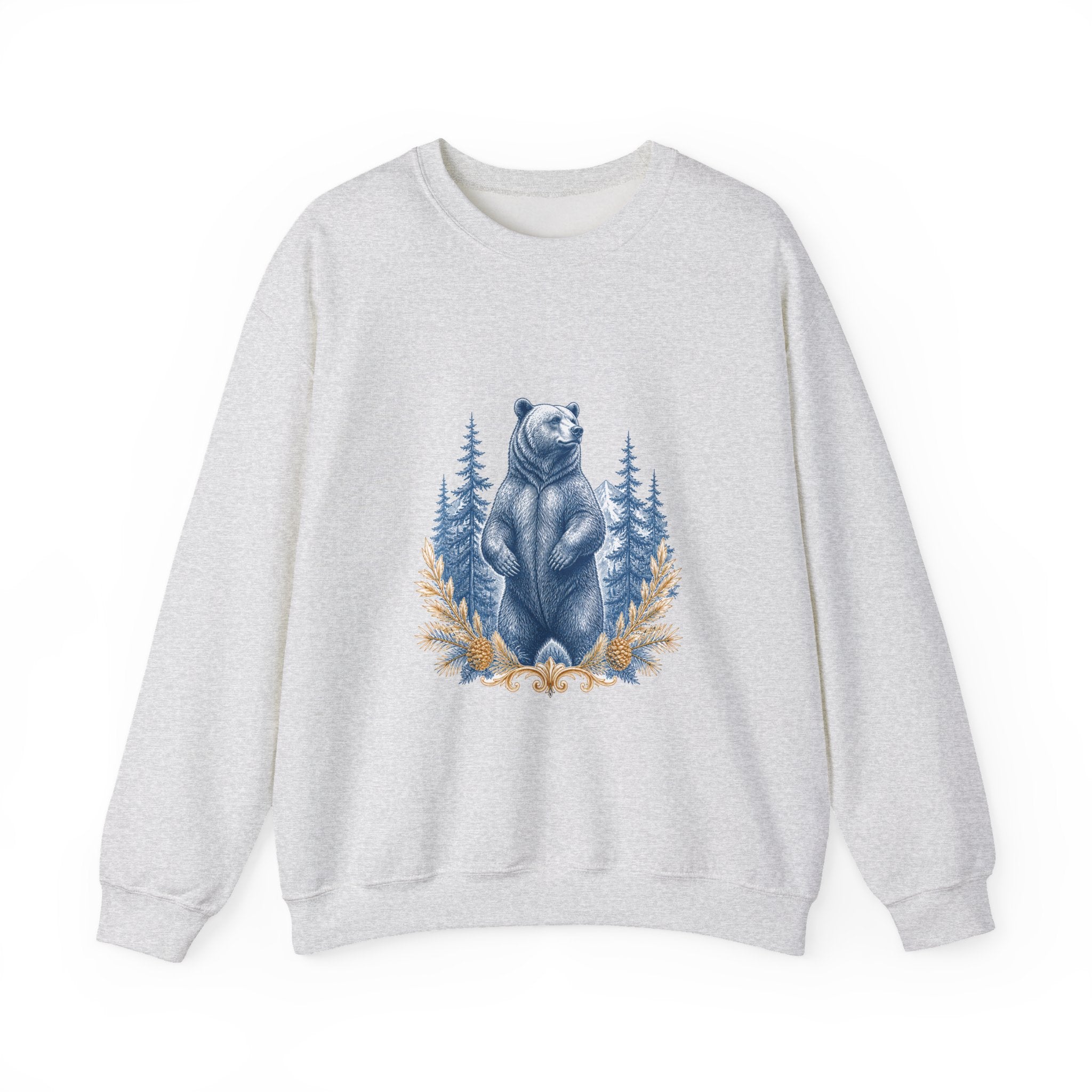 Matching Couple Sweatshirt - Bear & Deer Matching Couple Crewneck Sweatshirt Vintage Art His Hers Wedding Gift - Design A