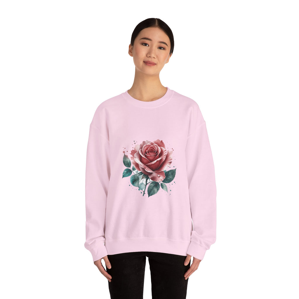 Matching Couple Sweatshirt - Rose & Thorn Matching Couple Crewneck Sweatshirt Watercolor Art His Hers Engagement Gift - Design A
