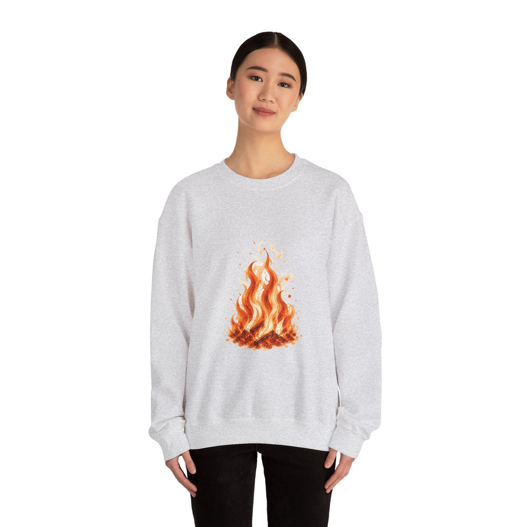 Matching Couple Sweatshirt - Wildfire & Waterfall Matching Couple Comfort Colors Crew Watercolor Art His Hers Birthday Gift - Design A