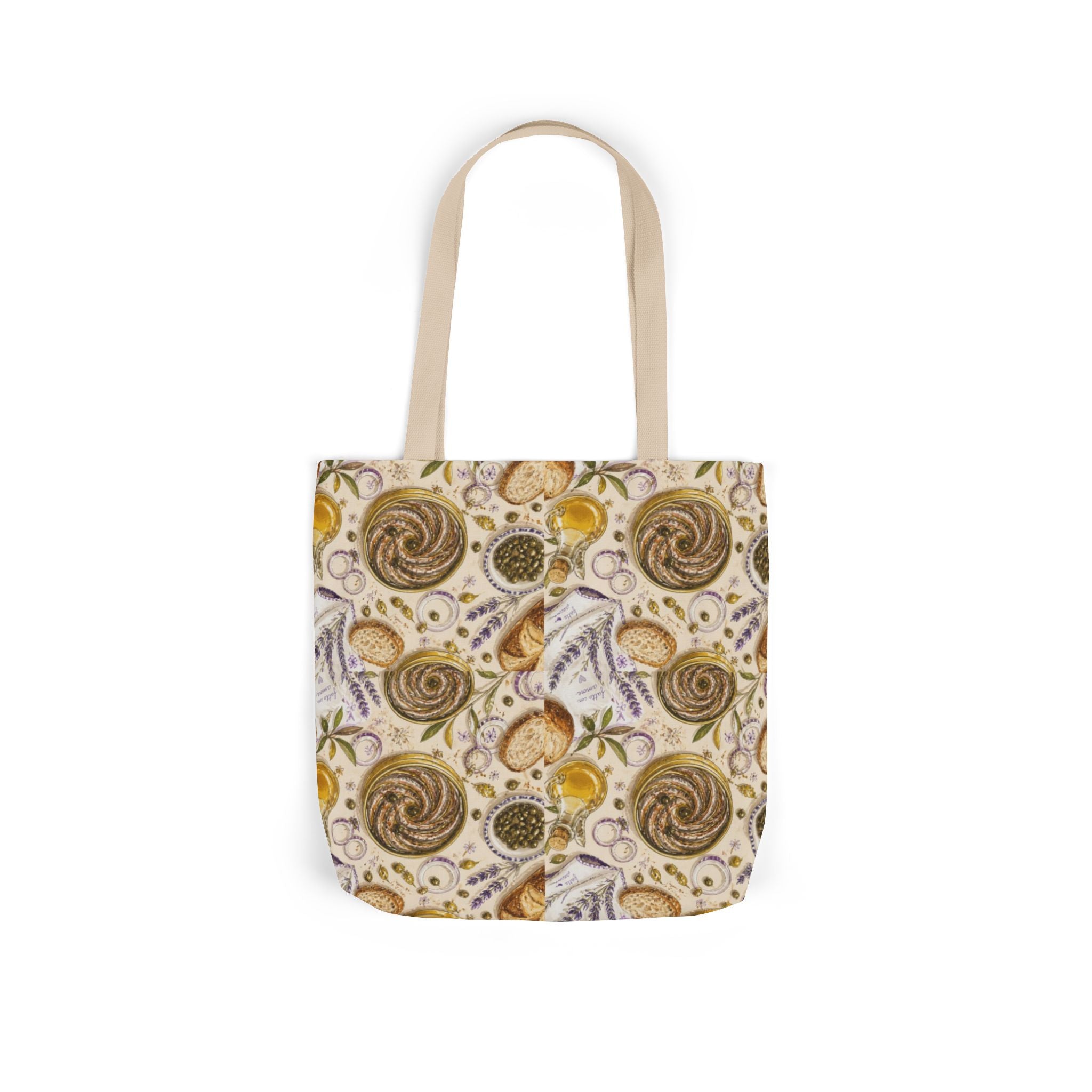 Anchovies & Capers Canvas Tote Bag Mediterranean Kitchen Watercolor Design Italian Cottagecore Gift