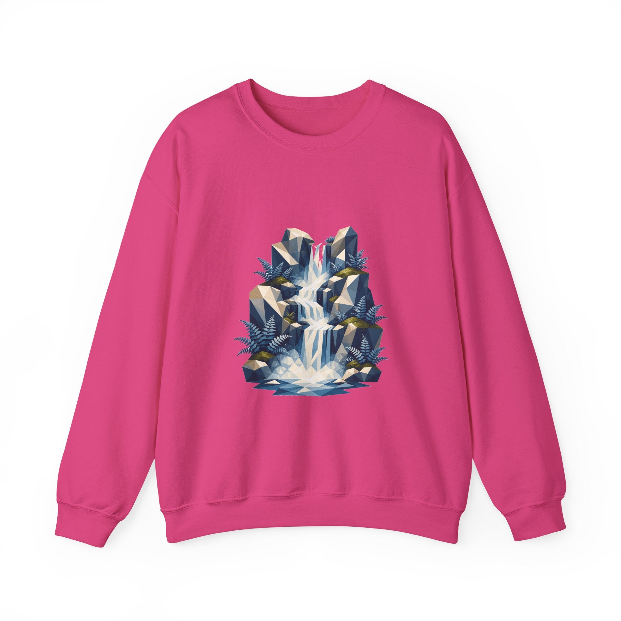 Matching Couple Sweatshirt - Wildfire & Waterfall Matching Couple Crewneck Sweatshirt Geometric Art His Hers Couple Gift - Design B