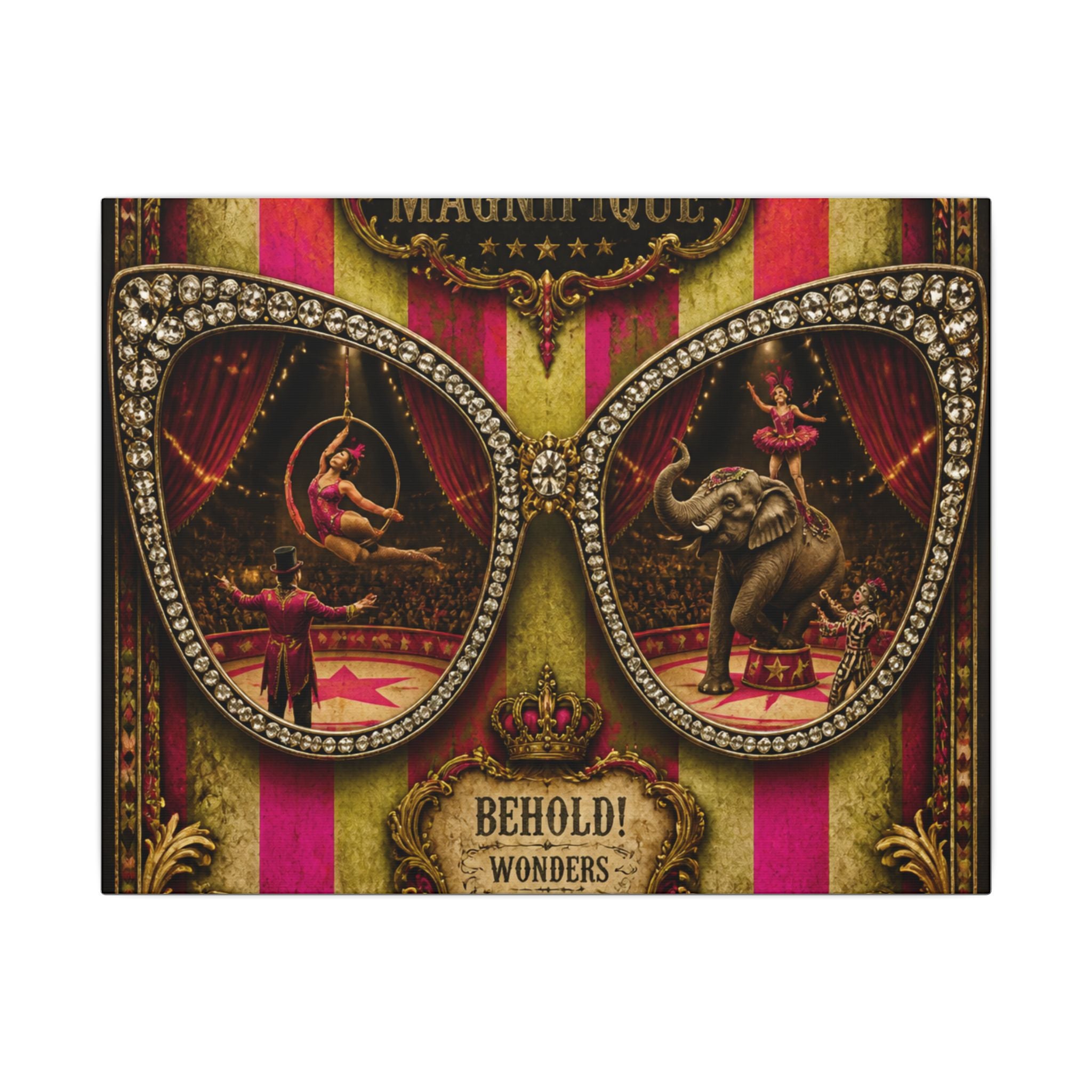 Sunglasses Circus Ring Wall Art Canvas 24×36 Baroque Studio Decor Maximalist Print
