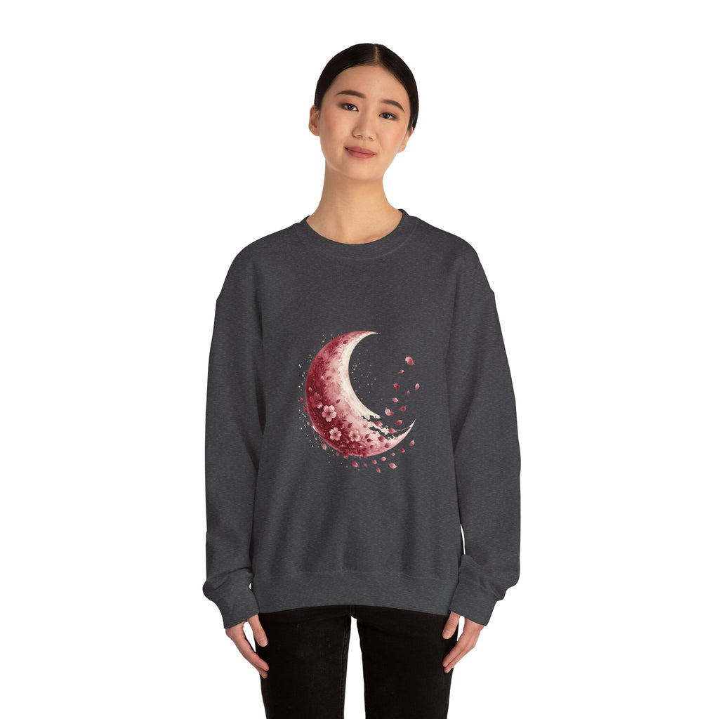 Matching Couple Sweatshirt - Waxing & Waning Moon Matching Couple Premium Fleece Sweatshirt Watercolor Art His Hers Birthday Gift - Design B