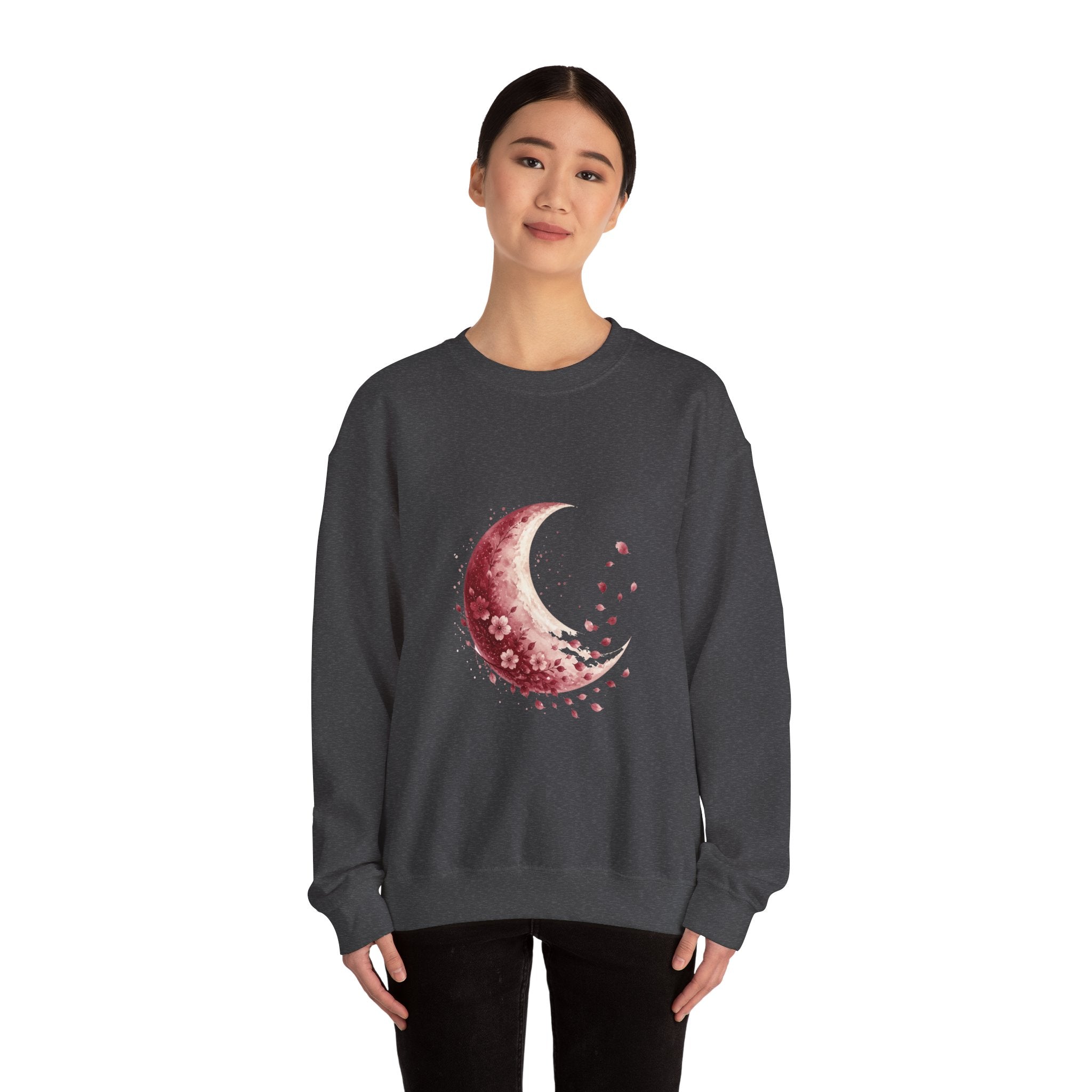 Matching Couple Sweatshirt - Waxing & Waning Moon Matching Couple Premium Fleece Sweatshirt Watercolor Art His Hers Birthday Gift - Design B