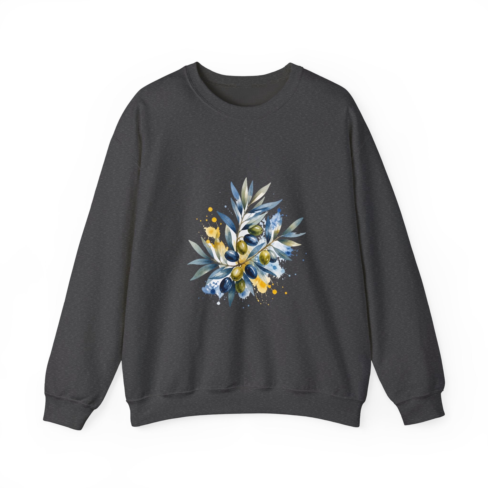 Matching Couple Sweatshirt - Olive Branch & Fig Matching Couple Premium Fleece Sweatshirt Watercolor Art His Hers Birthday Gift - Design A