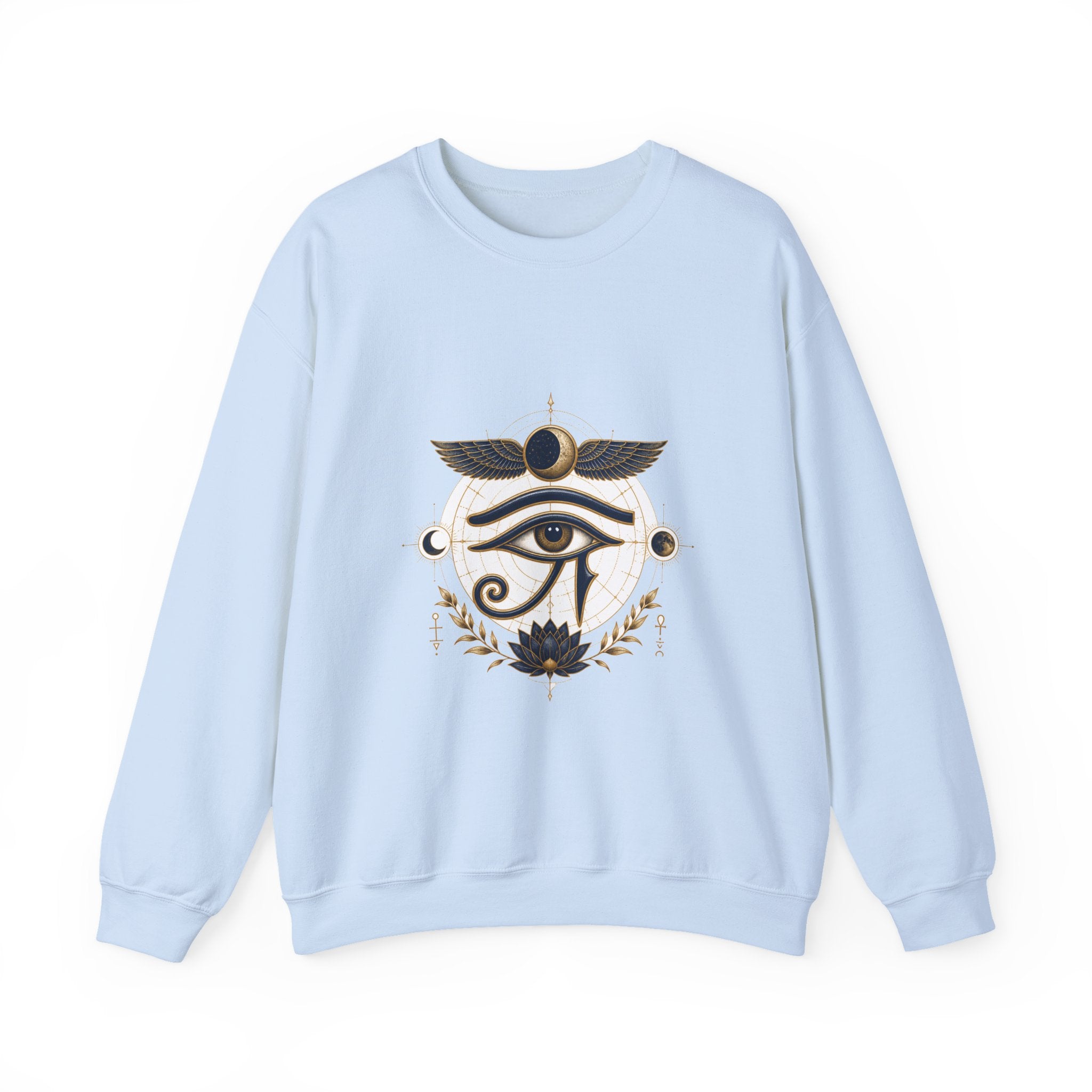 Matching Couple Sweatshirt - Eye of Ra & Horus Matching Couple Crewneck Sweatshirt Vintage Art His Hers Wedding Gift - Design B