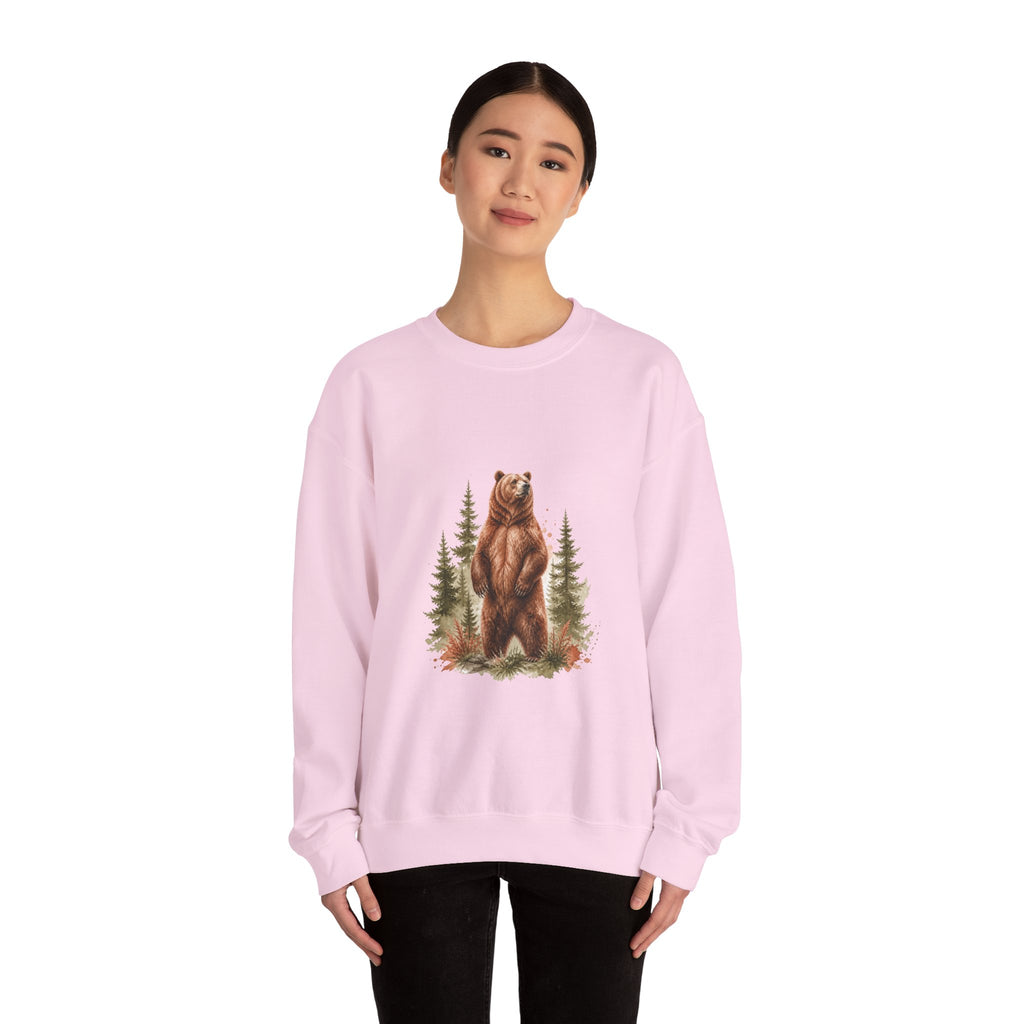 Matching Couple Sweatshirt - Bear & Deer Matching Couple Crewneck Sweatshirt Watercolor Art His Hers Engagement Gift - Design A