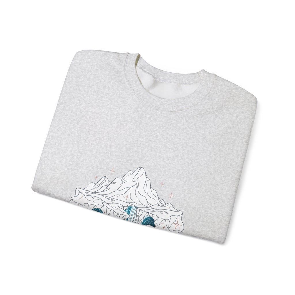 Matching Couple Sweatshirt - Volcano & Glacier Matching Couple Premium Fleece Sweatshirt Minimalist Art His Hers Christmas Gift - Design B