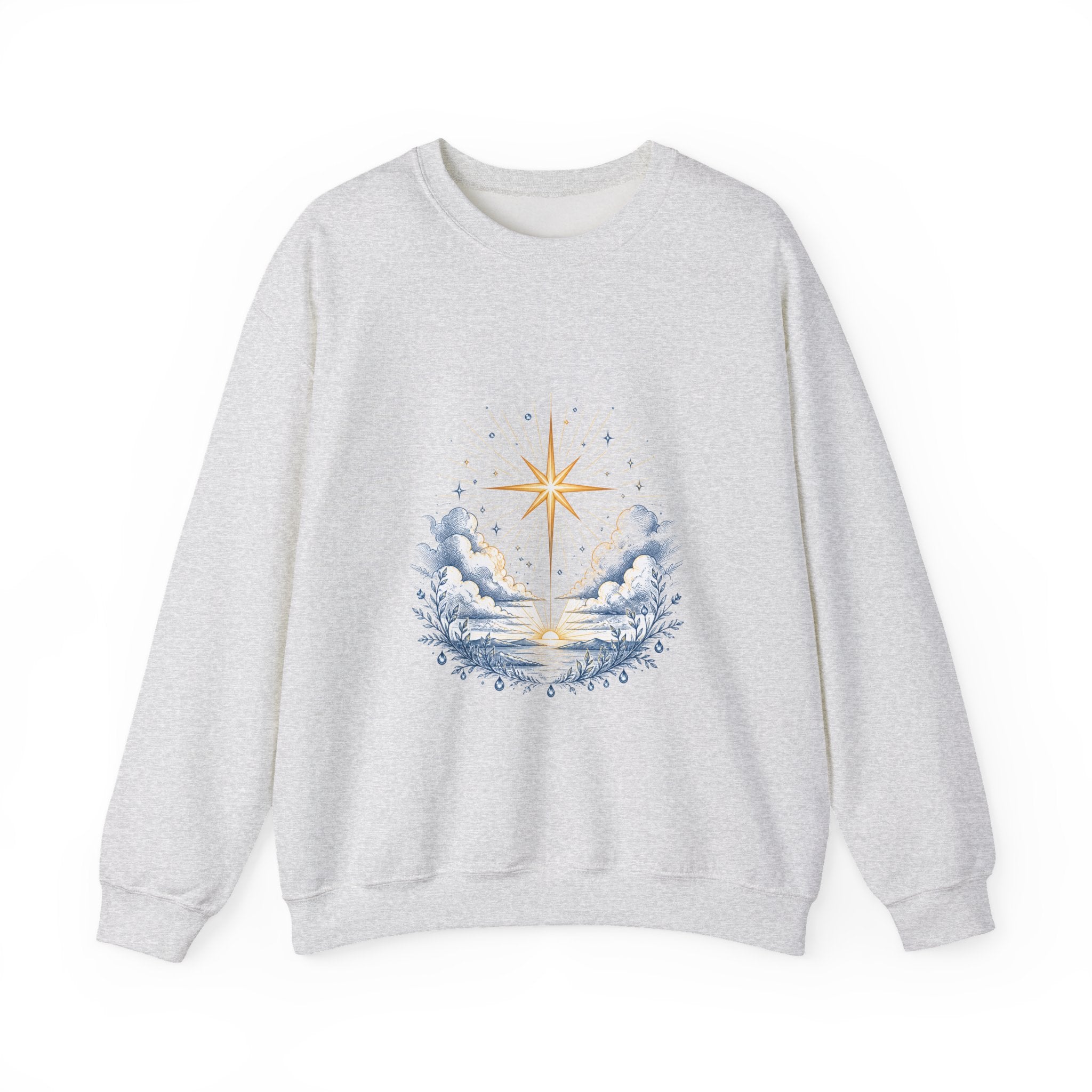 Matching Couple Sweatshirt - Evening & Morning Star Matching Couple Premium Fleece Sweatshirt Hand-Drawn Art His Hers Anniversary Gift - Design B