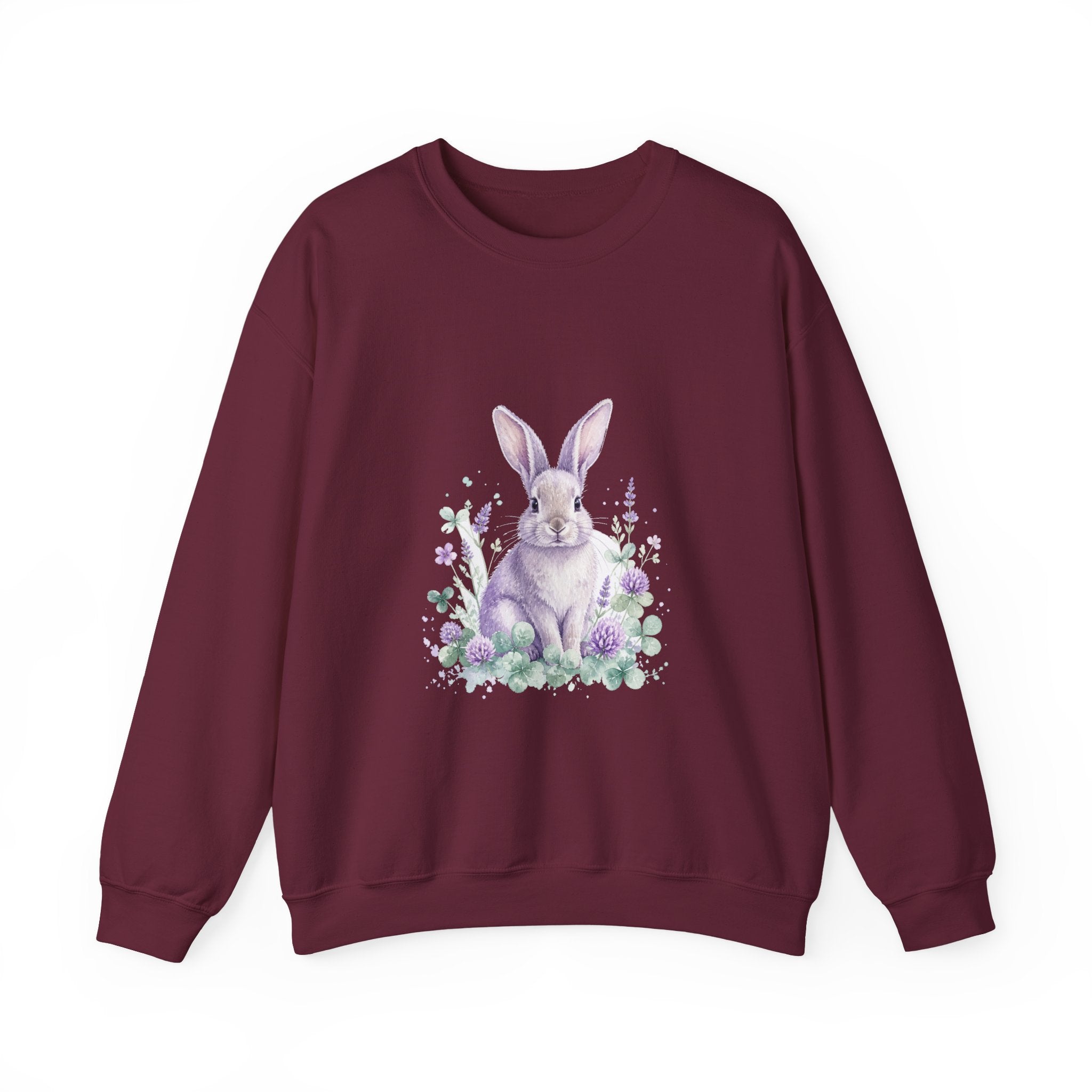Matching Couple Sweatshirt - Fox & Rabbit Matching Couple Crewneck Sweatshirt Watercolor Art His Hers Engagement Gift - Design B