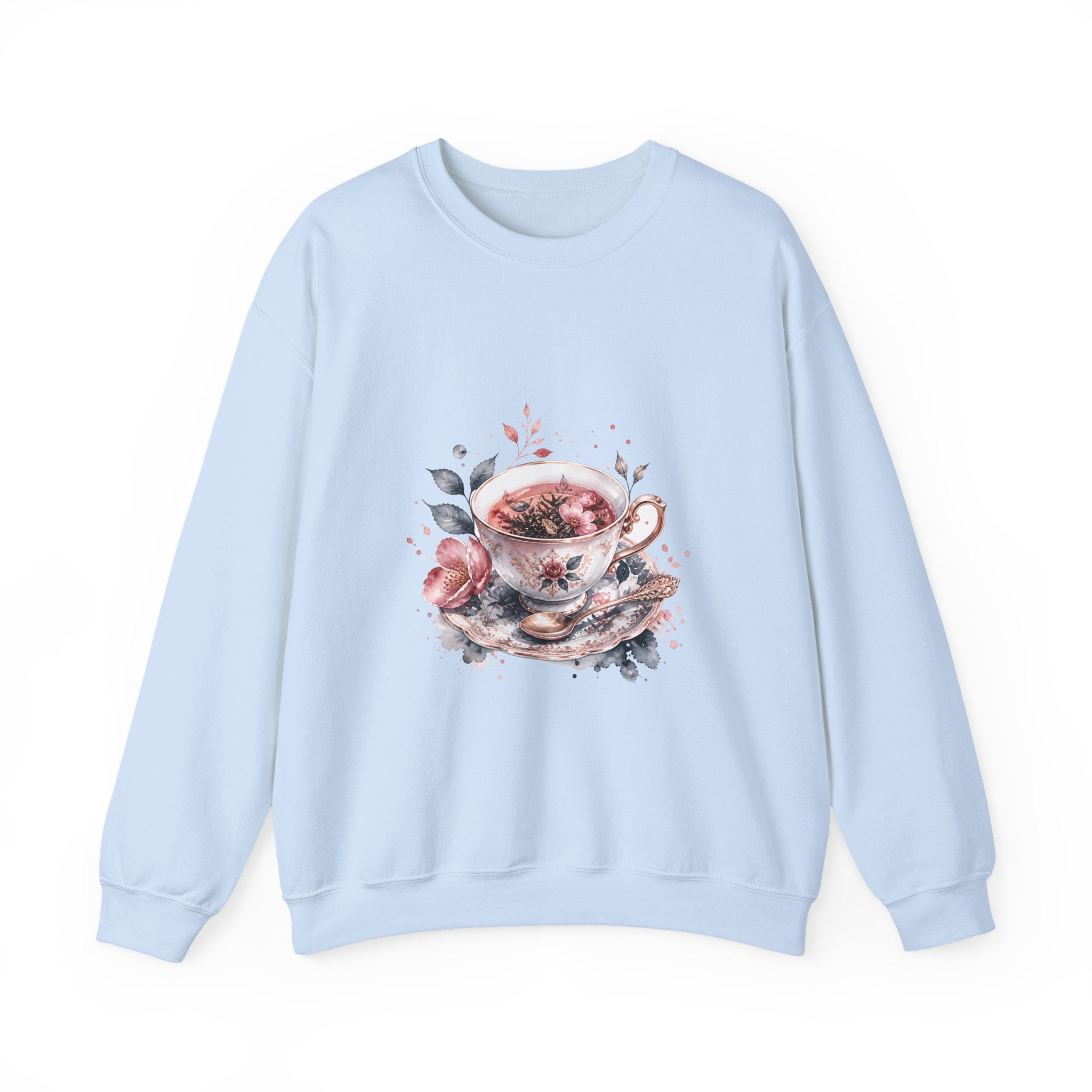Matching Couple Sweatshirt - Coffee & Tea Matching Couple Premium Fleece Sweatshirt Watercolor Art His Hers Birthday Gift - Design B