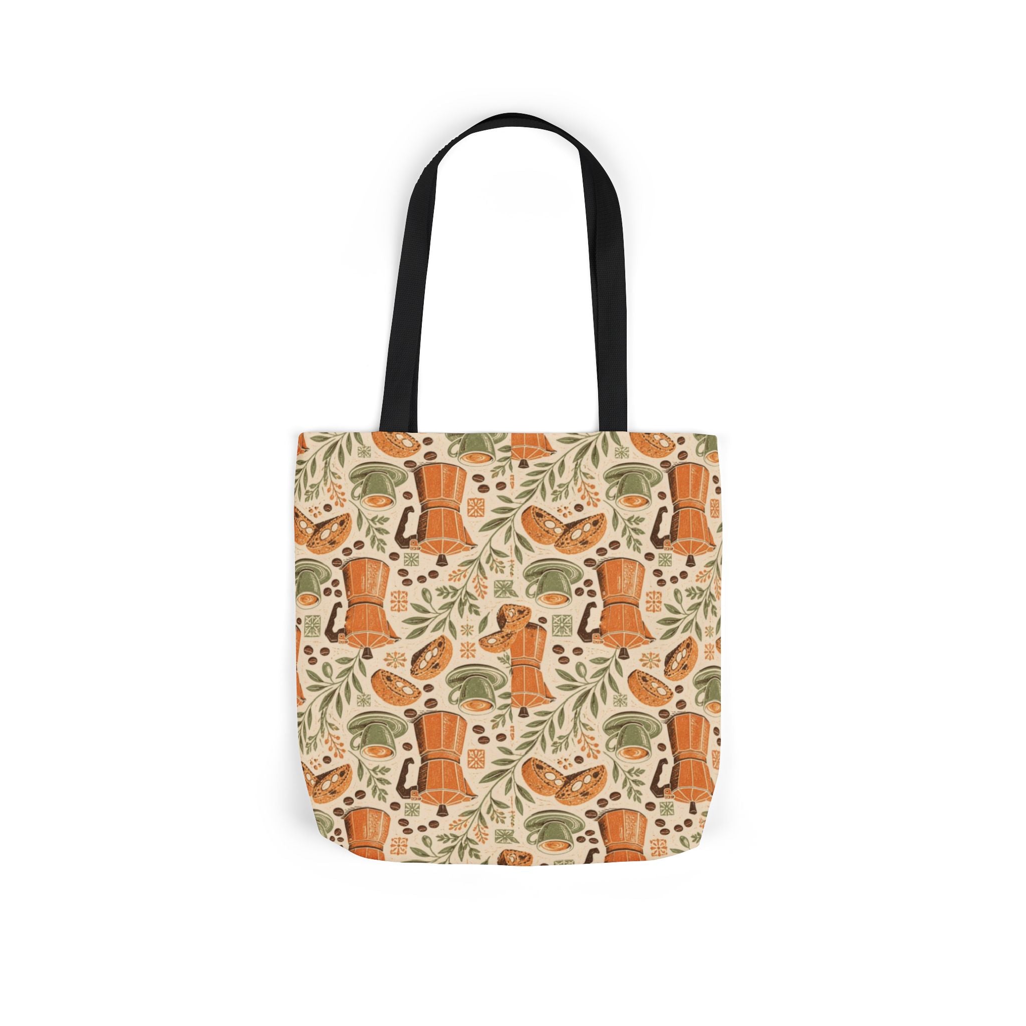 Espresso Moka Pot Canvas Tote Bag Mediterranean Kitchen Linocut Design Italian Cottagecore Gift