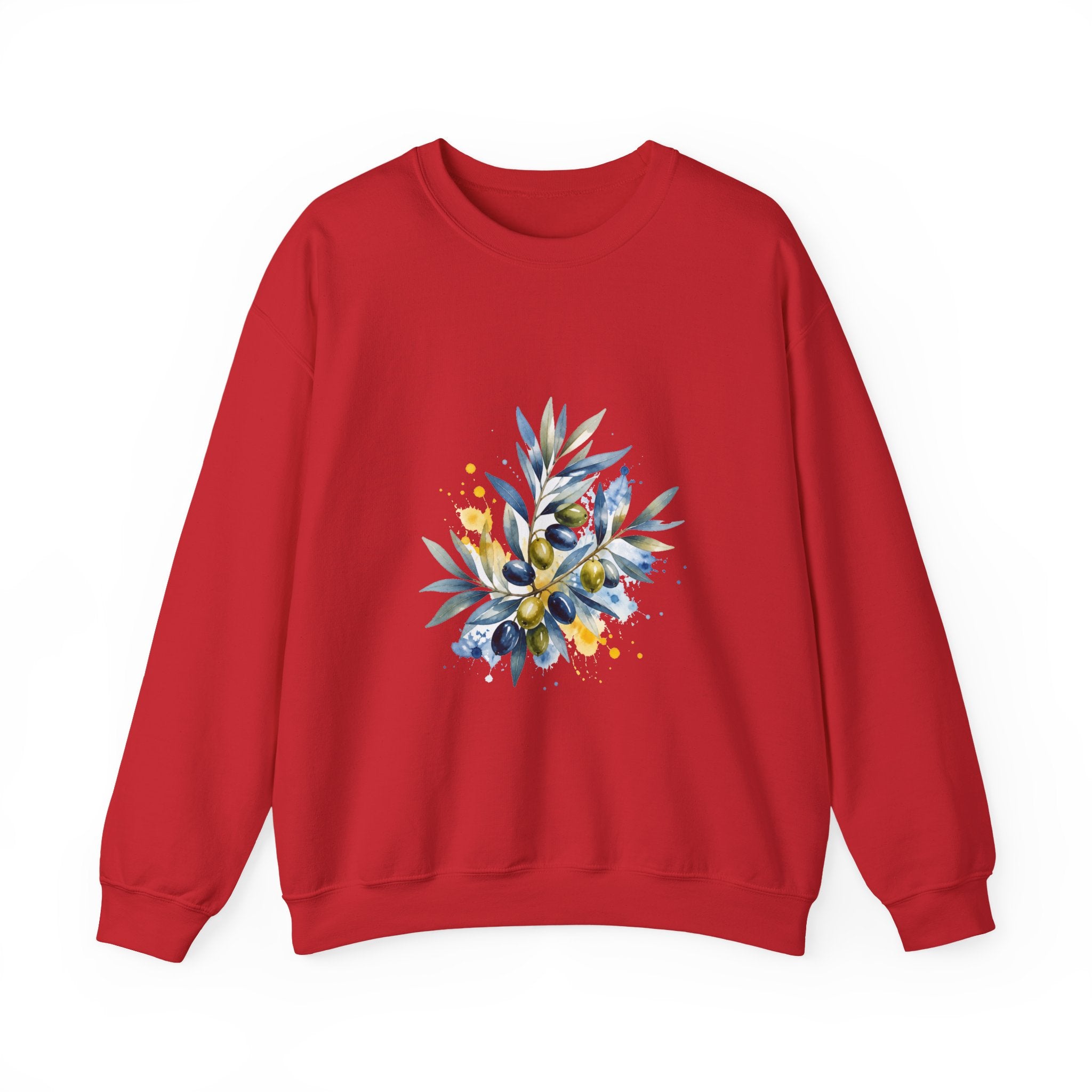 Matching Couple Sweatshirt - Olive Branch & Fig Matching Couple Premium Fleece Sweatshirt Watercolor Art His Hers Birthday Gift - Design A
