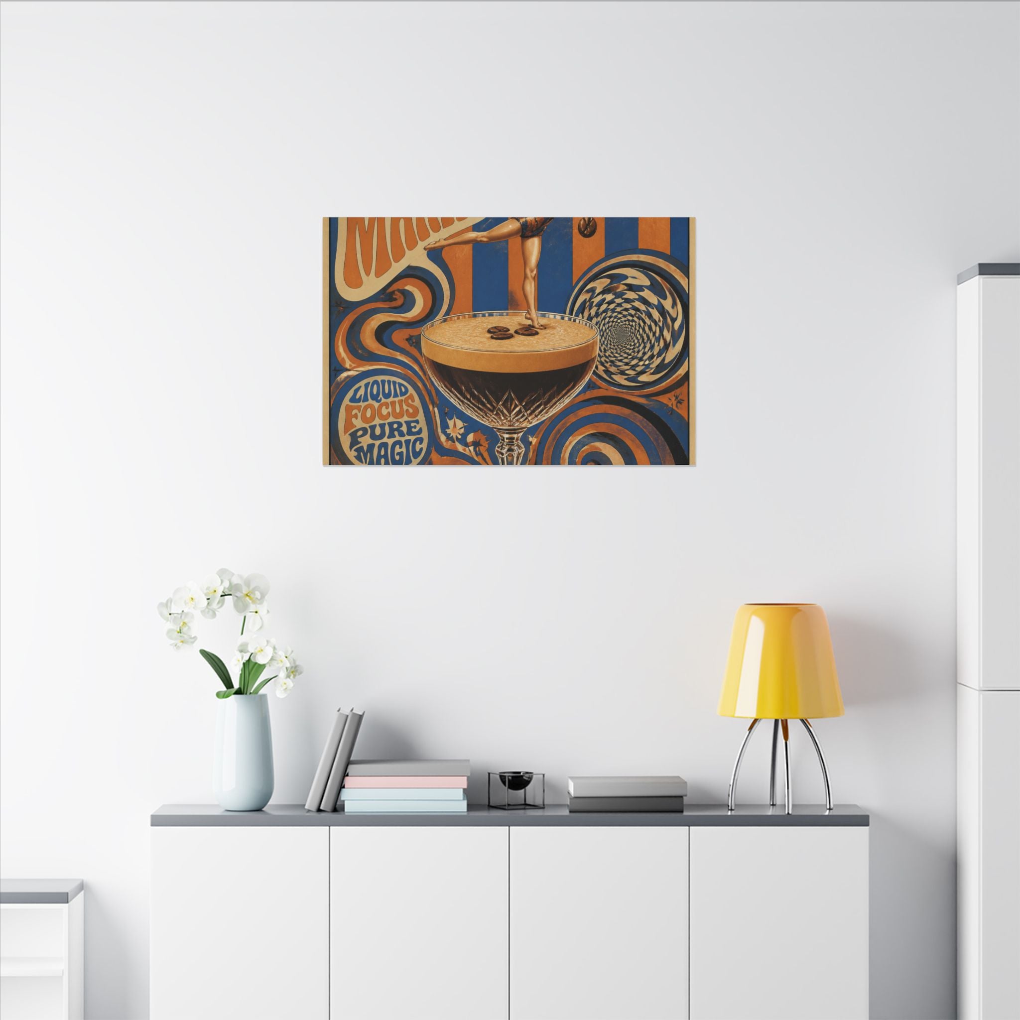 Espresso Martini Acrobat Wall Art Canvas 16×20 Psychedelic Cafe Decor Maximalist Print