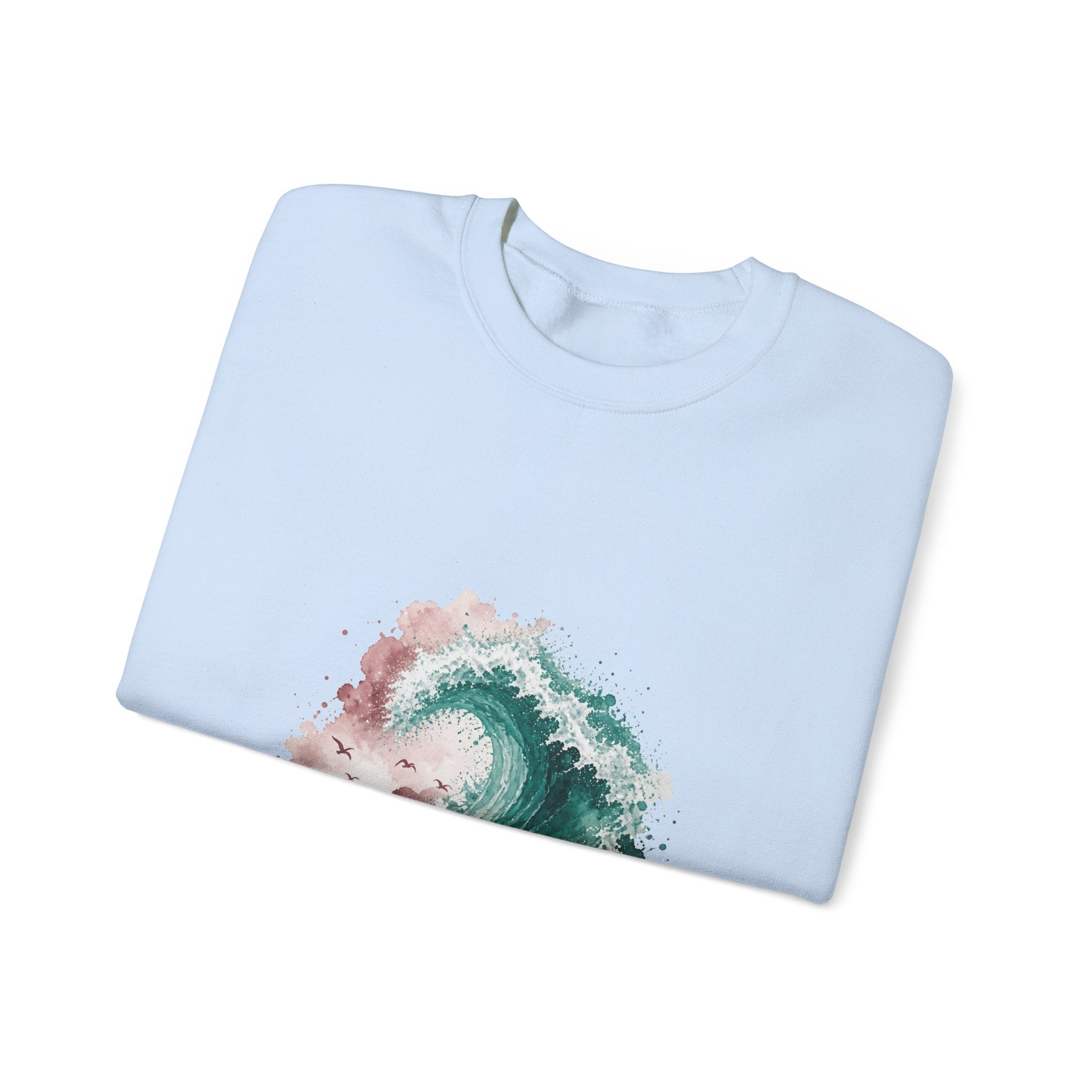 Matching Couple Sweatshirt - Mountain & Ocean Matching Couple Crewneck Sweatshirt Watercolor Art His Hers Engagement Gift - Design B