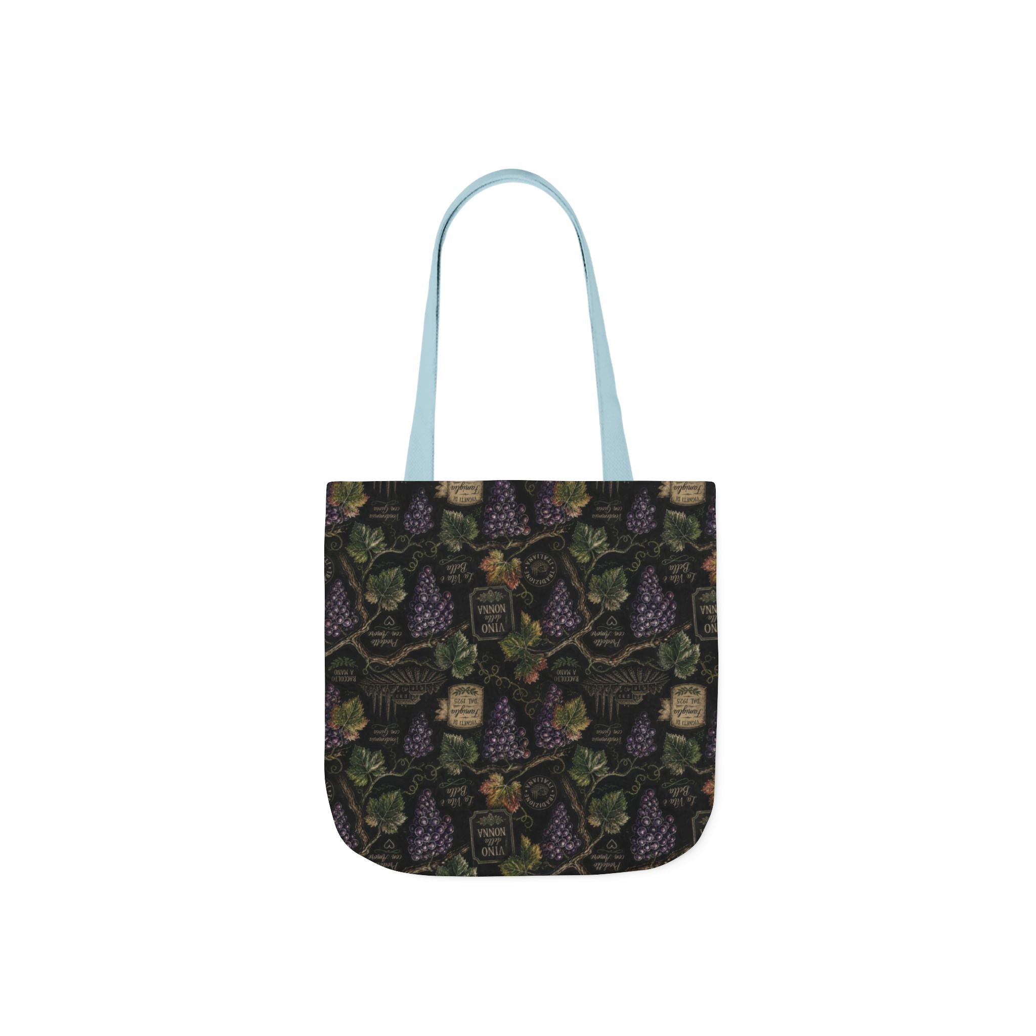 Grape Clusters Canvas Tote Bag Mediterranean Kitchen Chalk Art Design Italian Cottagecore Gift