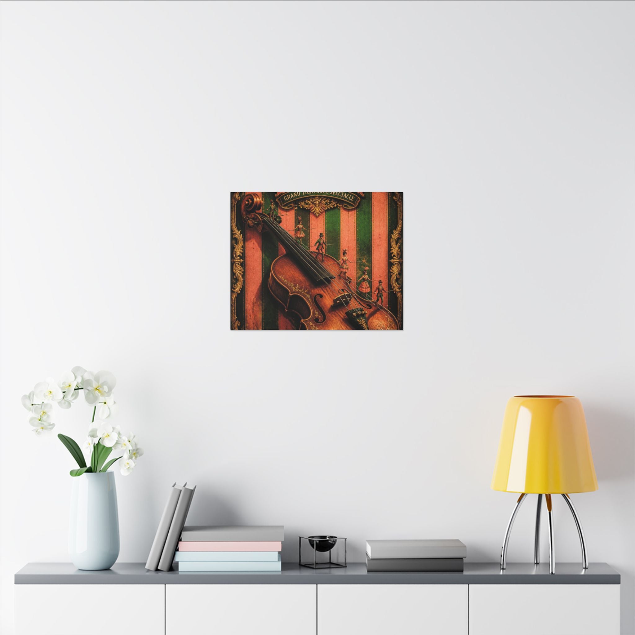 Violin Tightrope Bridge Wall Art Canvas 24×36 Baroque Studio Decor Maximalist Print