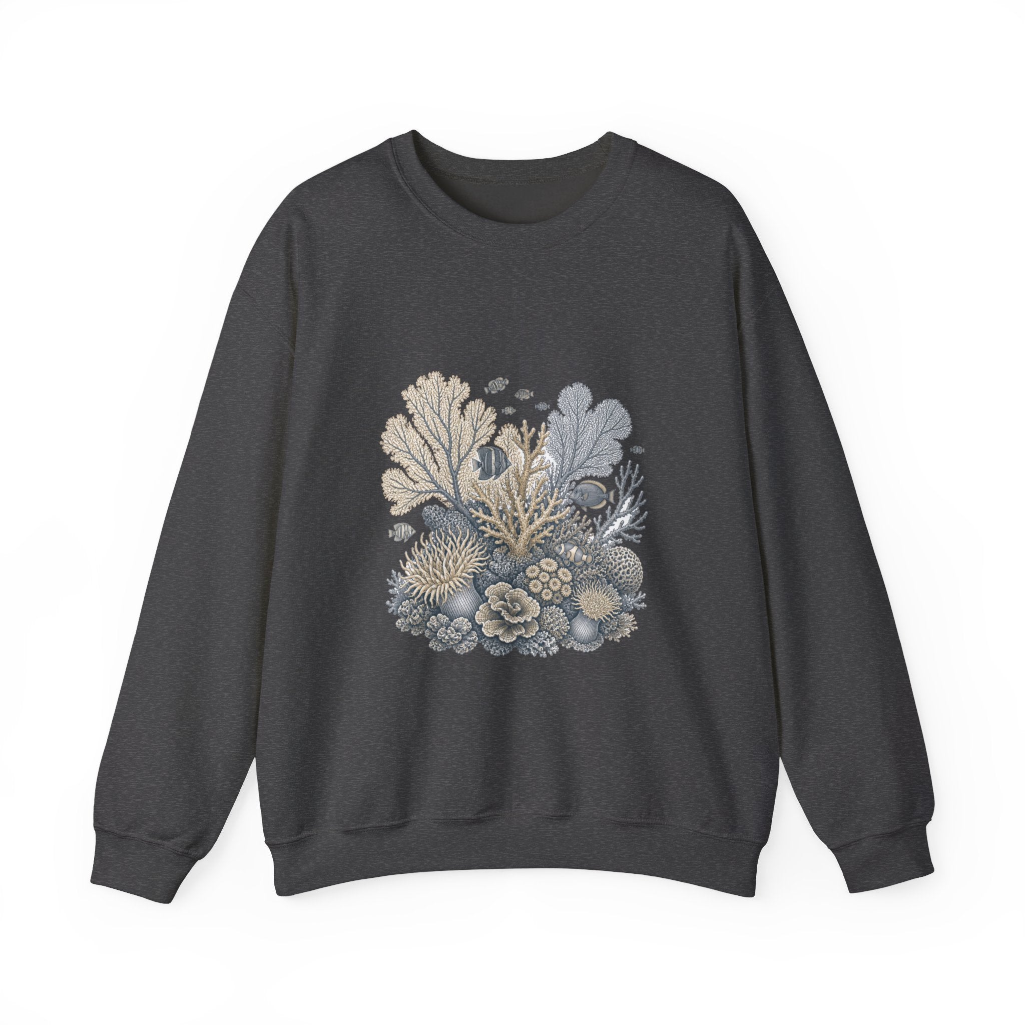 Matching Couple Sweatshirt - Coral Reef & Deep Sea Matching Couple Premium Fleece Sweatshirt Vintage Art His Hers Honeymoon Gift - Design A